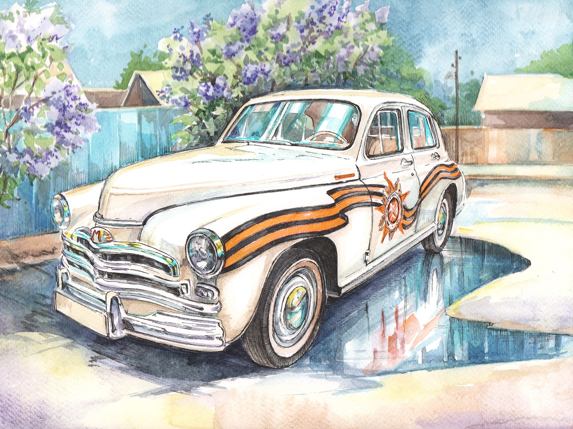 Легковые и грузовые автомашины СССР. Художник Александр Петрунин