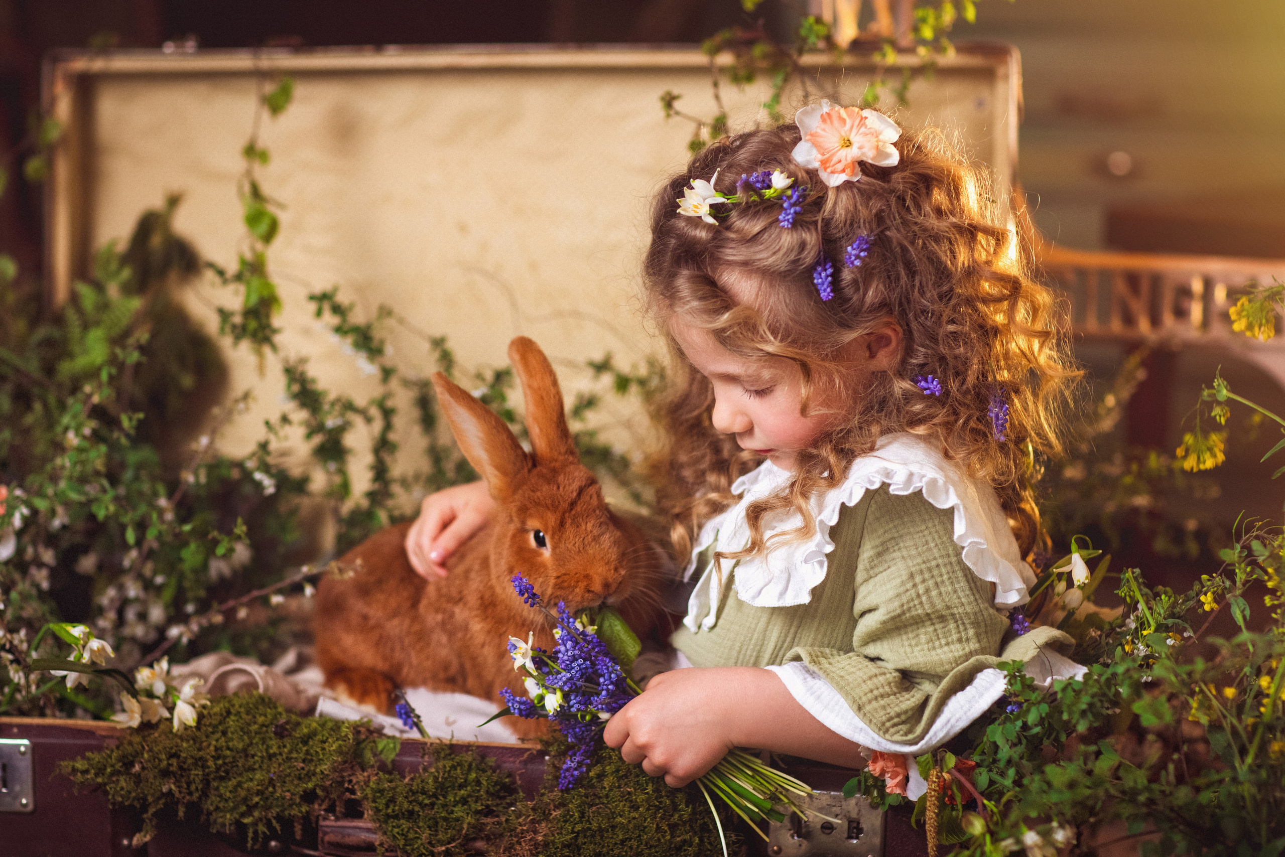 Детская фотосессия с утятами и кроликом. Семейный и детский фотограф в Краснодаре Анна Трашкова
