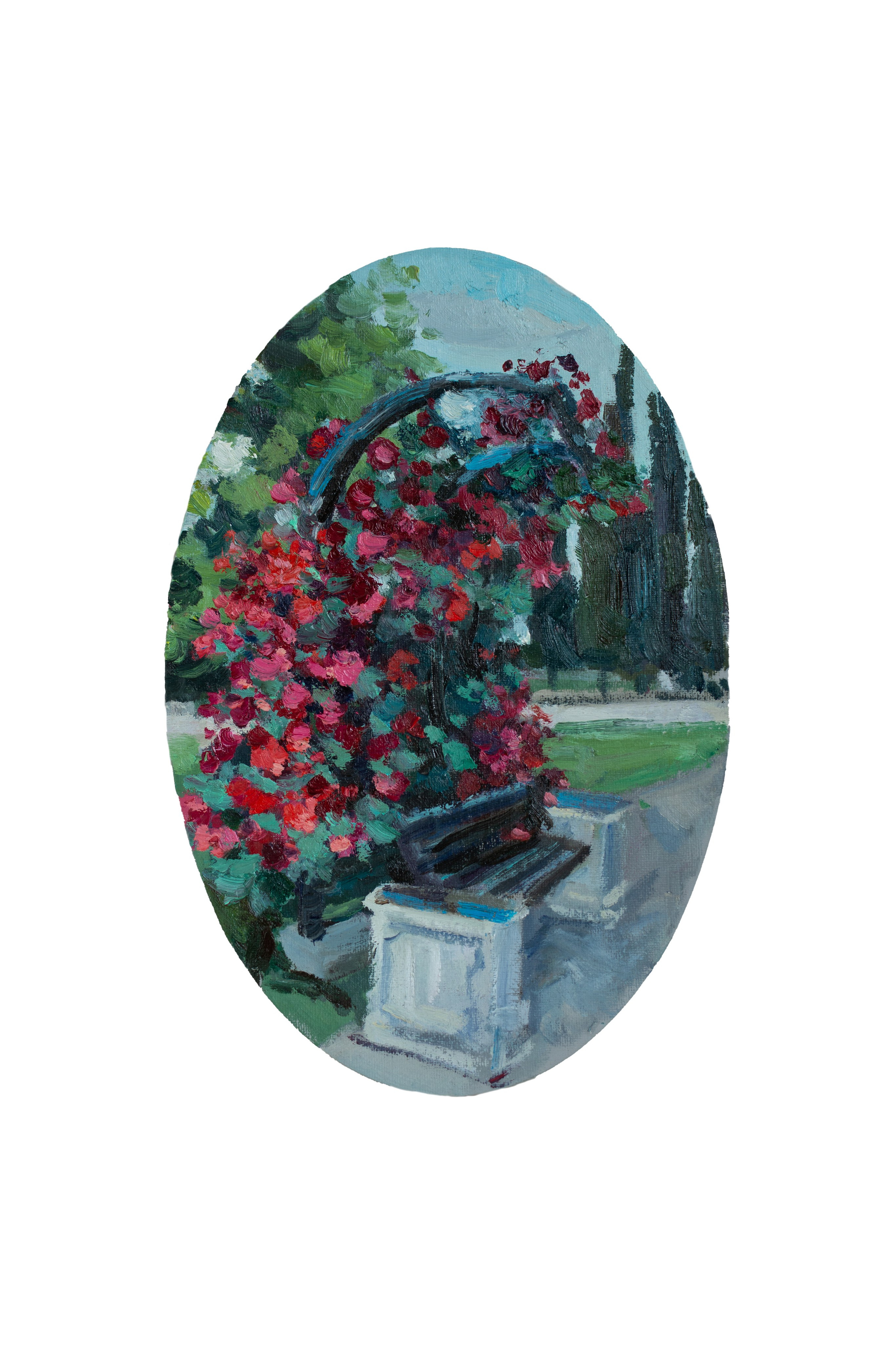 "Розовый вечер" холст на картоне, масло 30х20 см, 2023г