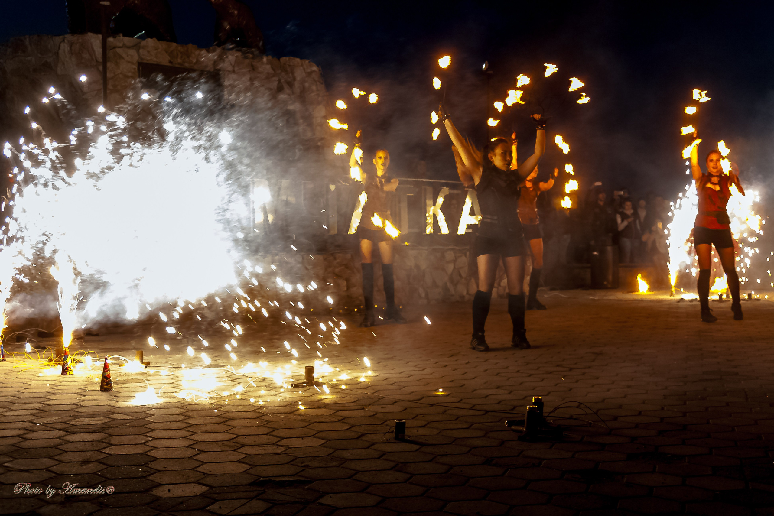 Огненное шоу у памятника «Здесь начинается Россия». Камчатка. Май 2017. Репортажная съемка в Москве и области. Анималистика