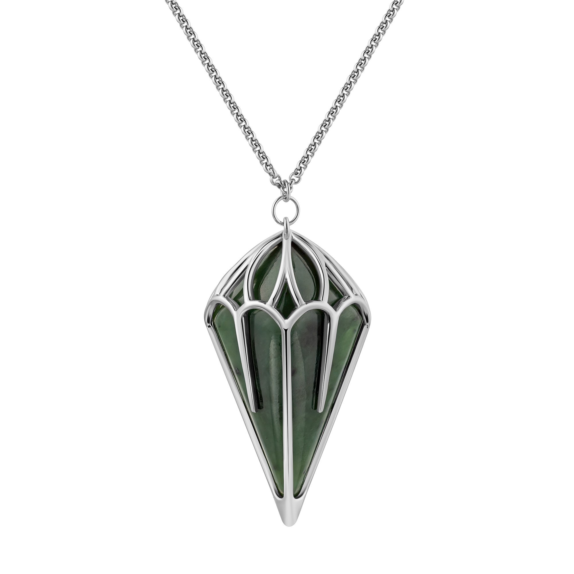 Кулон серебро и сибирский нефрит