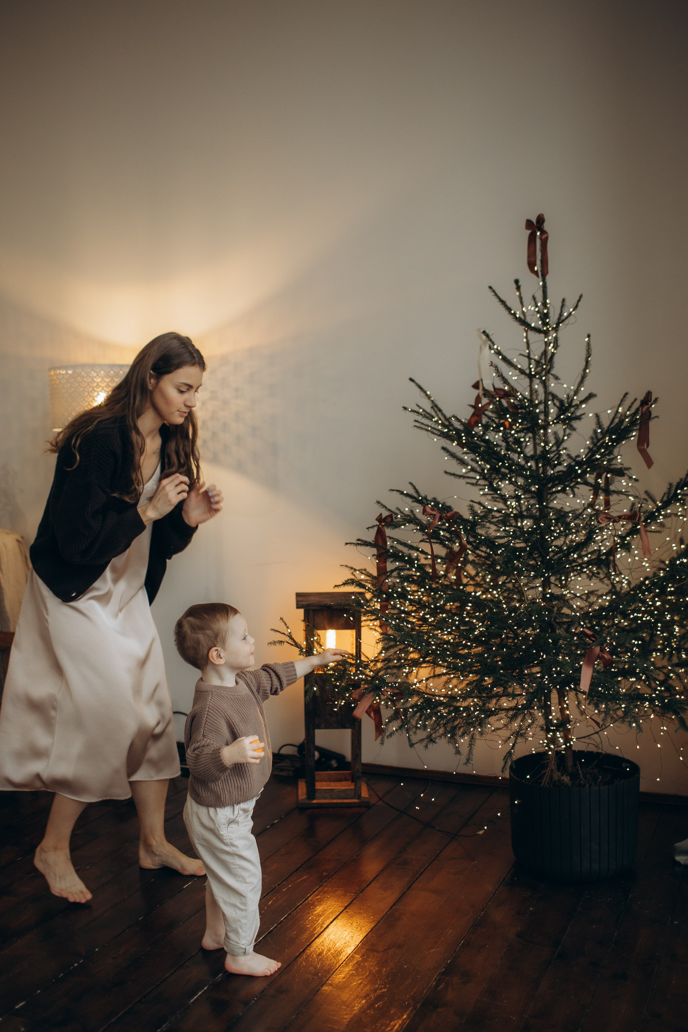 Семейная новогодняя фотосессия Москва мама и сын. Фотограф Владимир Москва