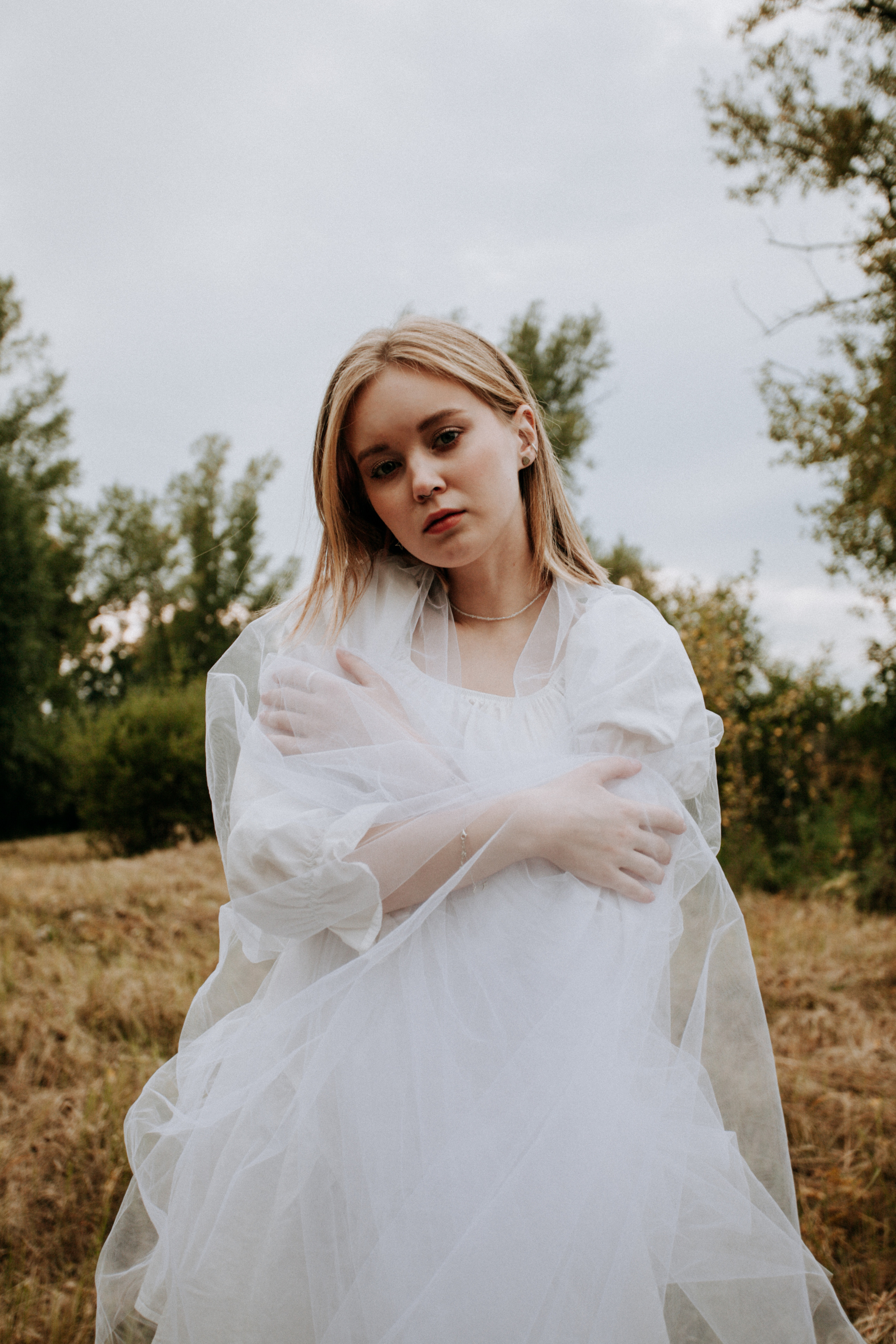 поле красивая невеста осень природа флер фата