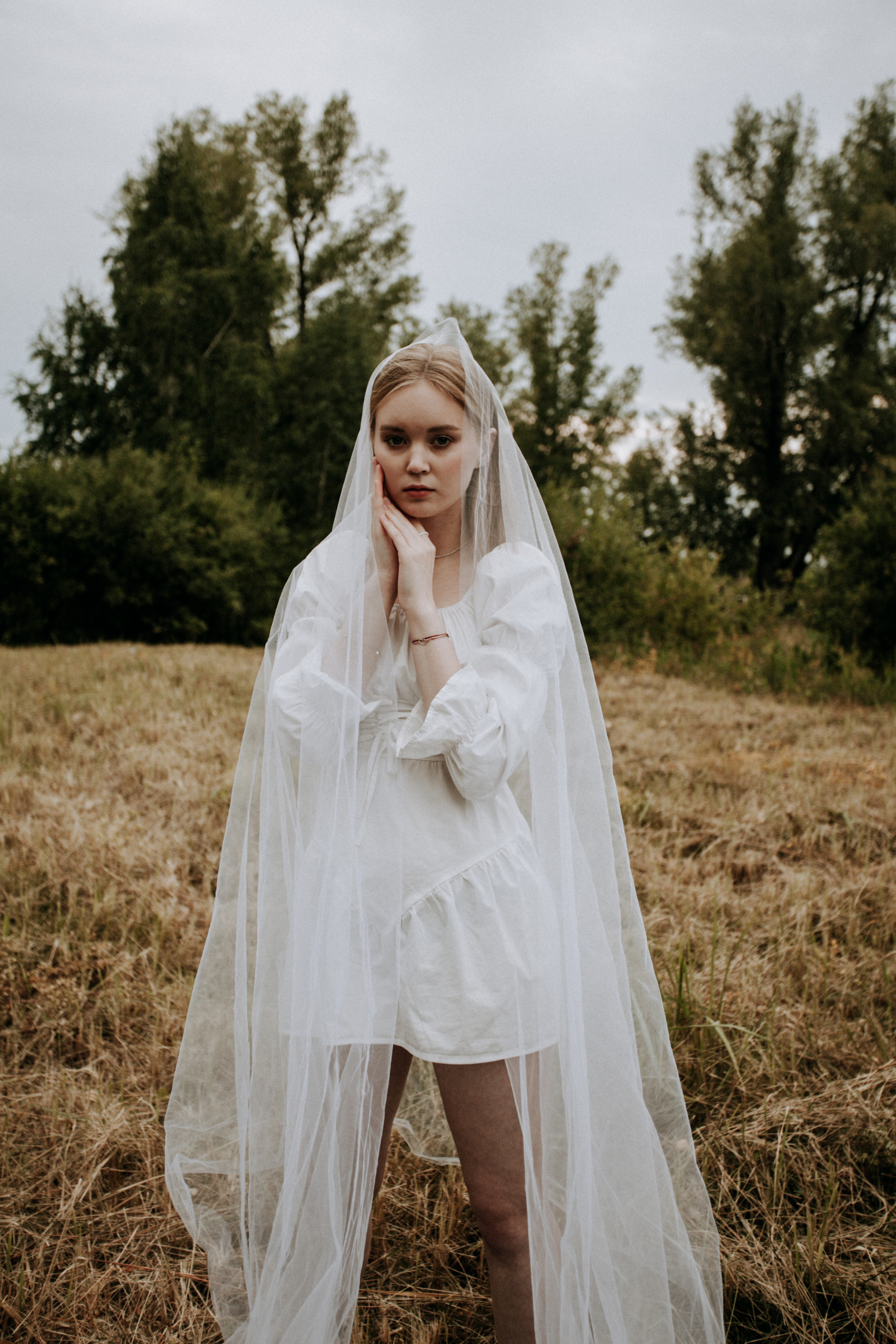 поле красивая невеста осень природа флер фата