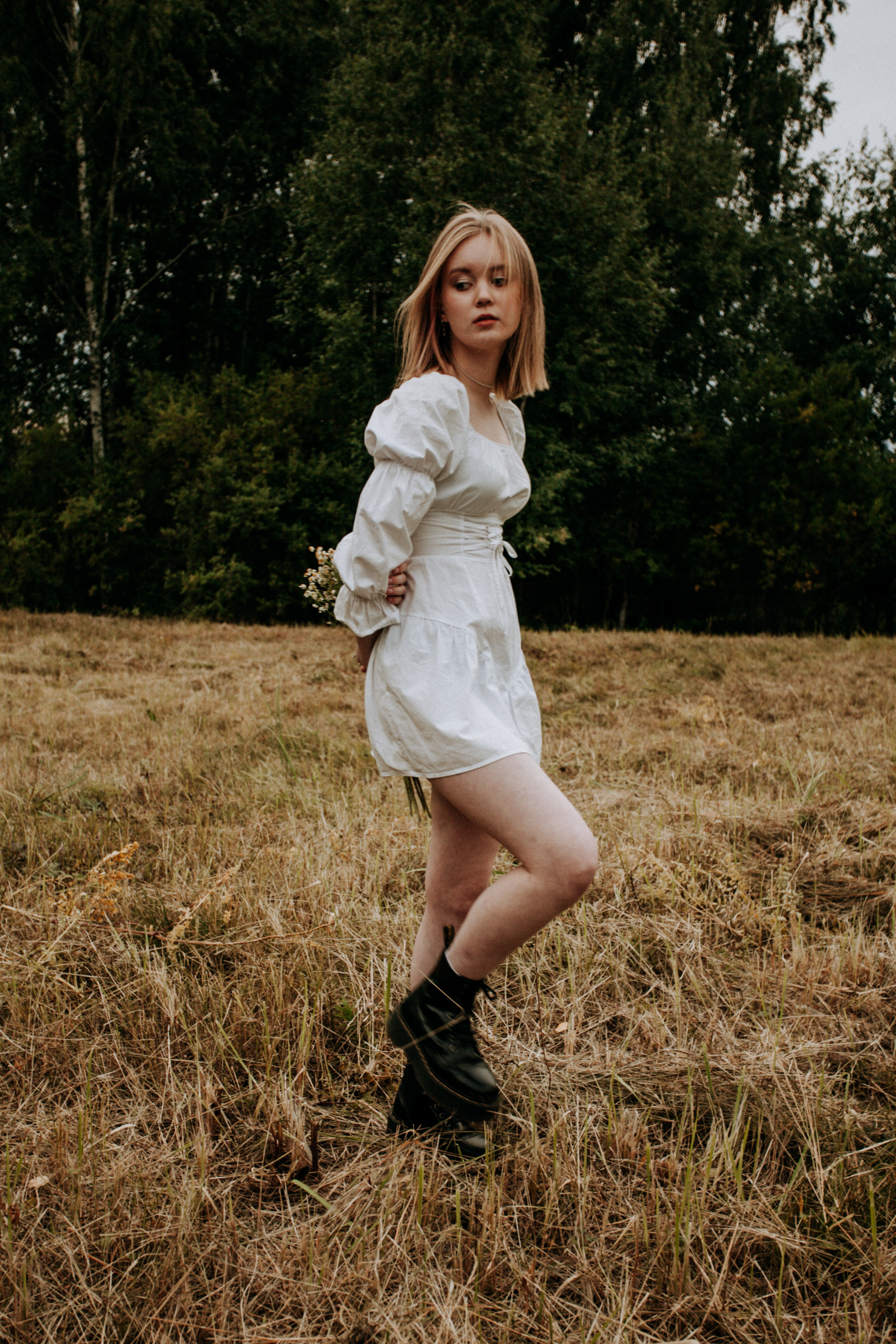 поле красивая невеста осень природа флер 