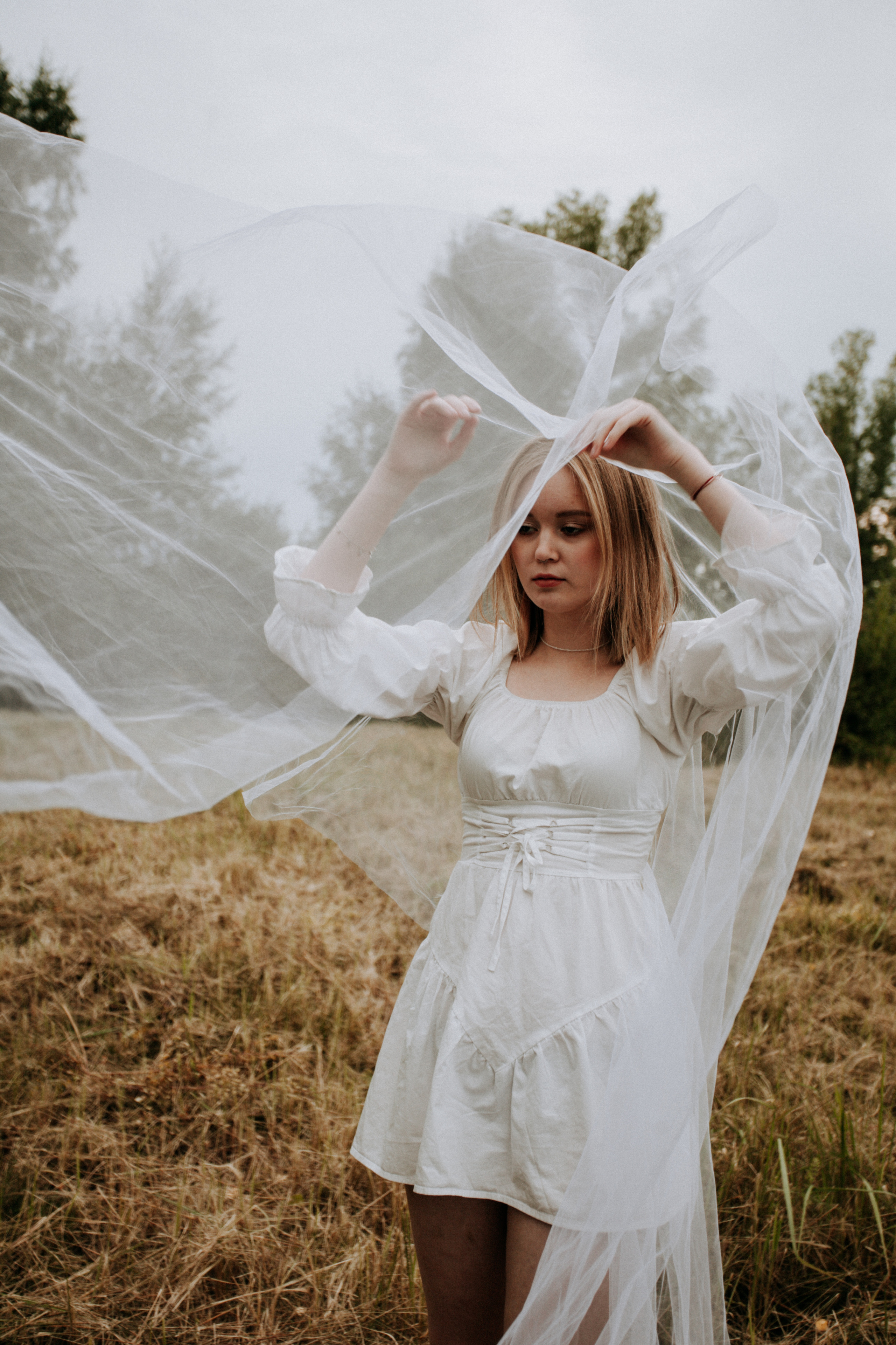 поле красивая невеста осень природа флер фата