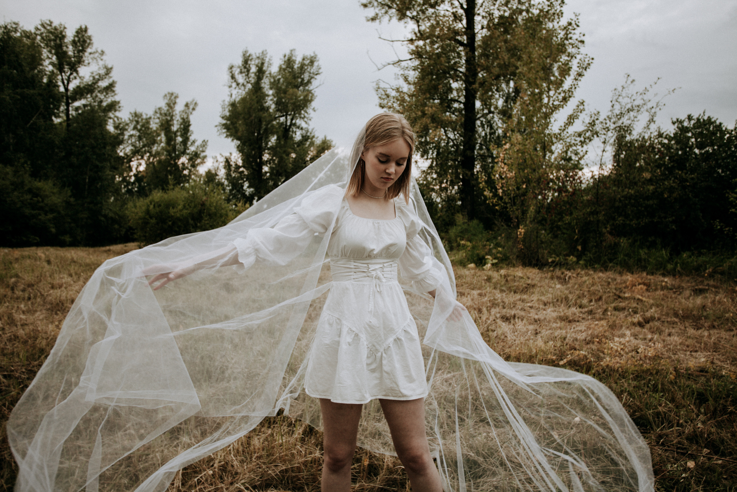 поле красивая невеста осень природа флер фата