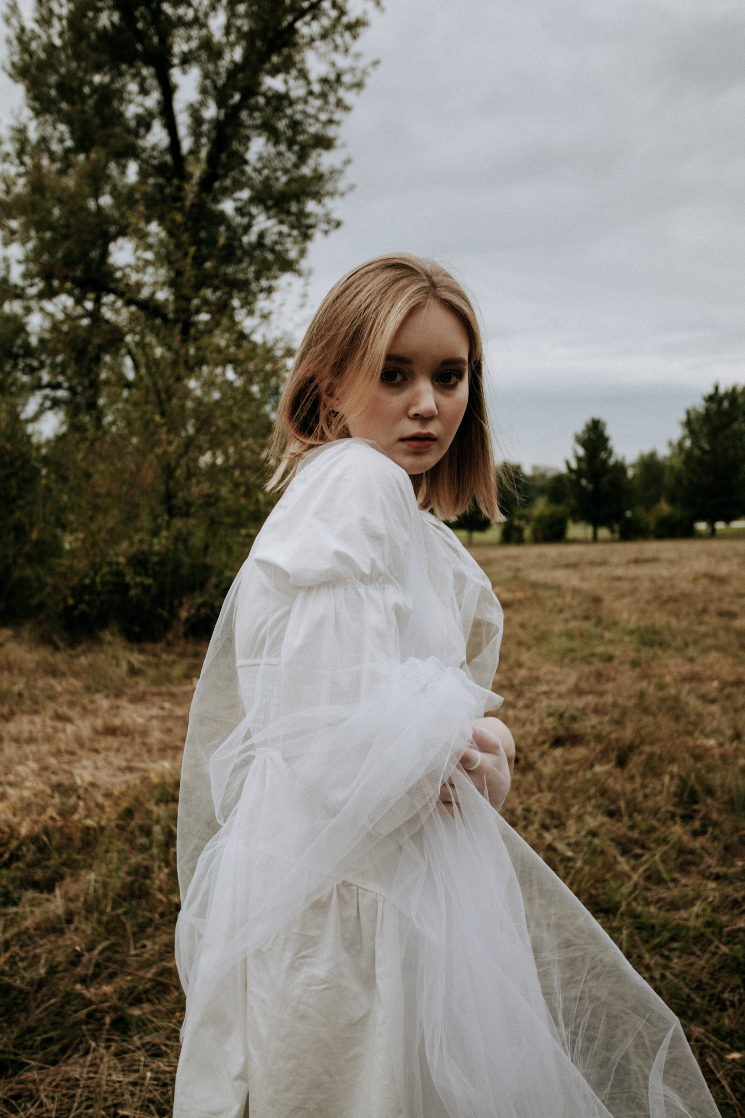 поле красивая невеста осень природа флер фата