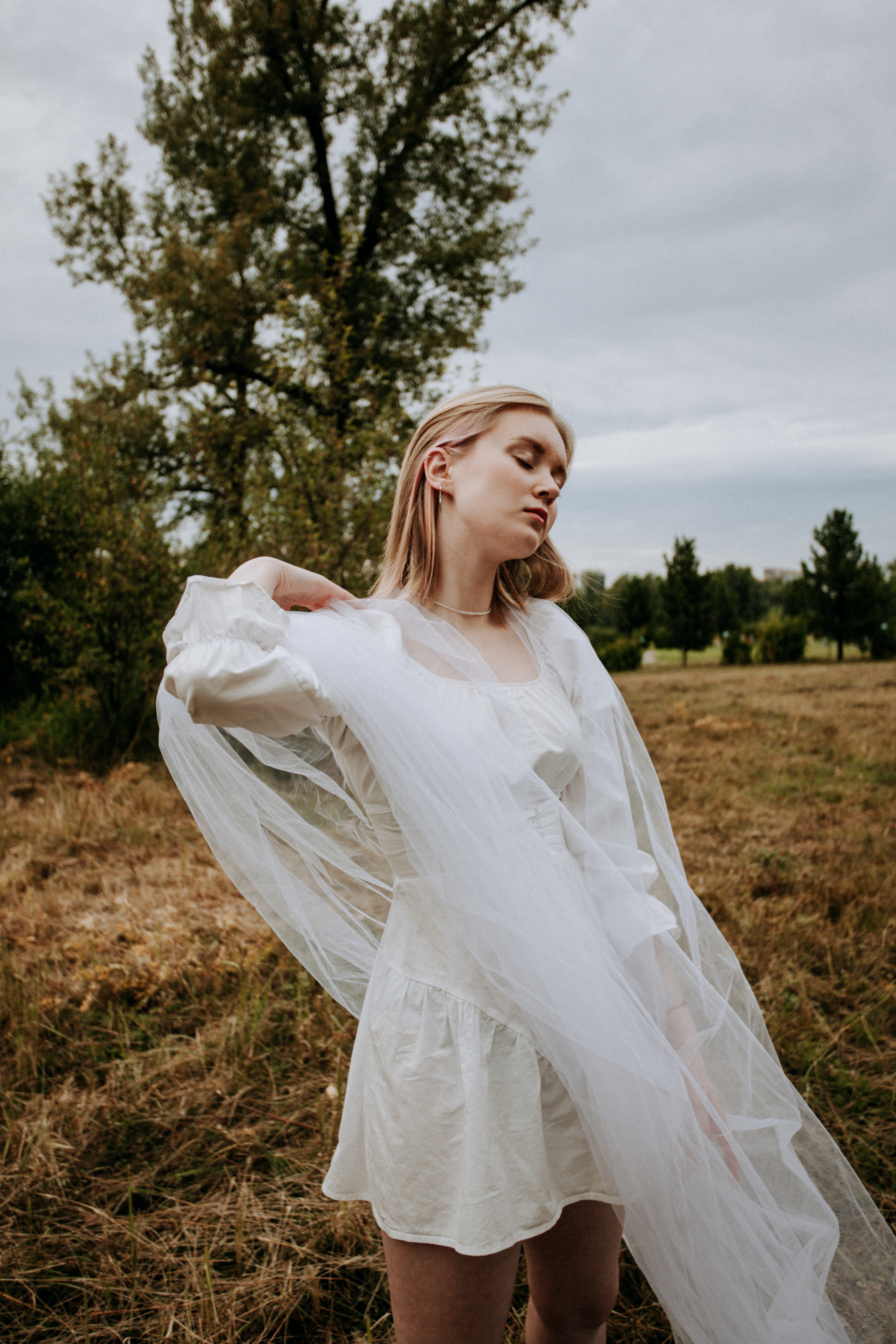 поле красивая невеста осень природа флер фата