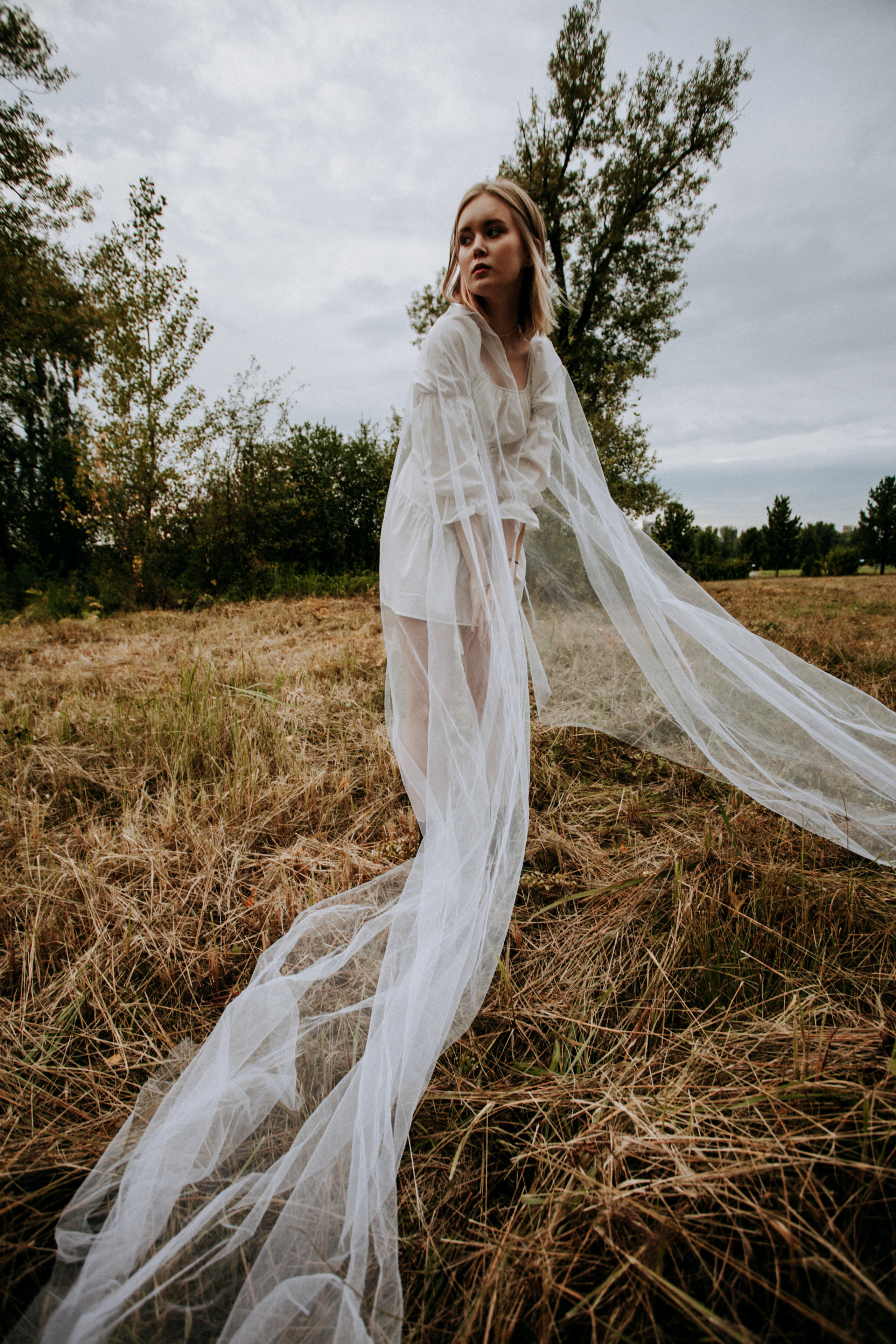 поле красивая невеста осень природа флер фата