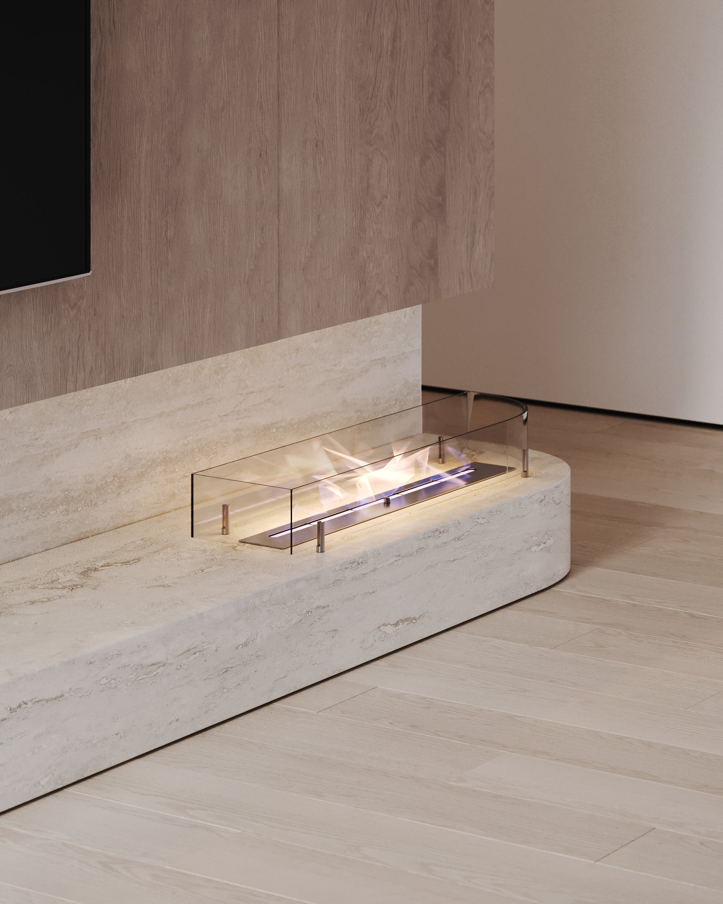 визуализация кухни - гостиной в минималистичном современном  стиле 