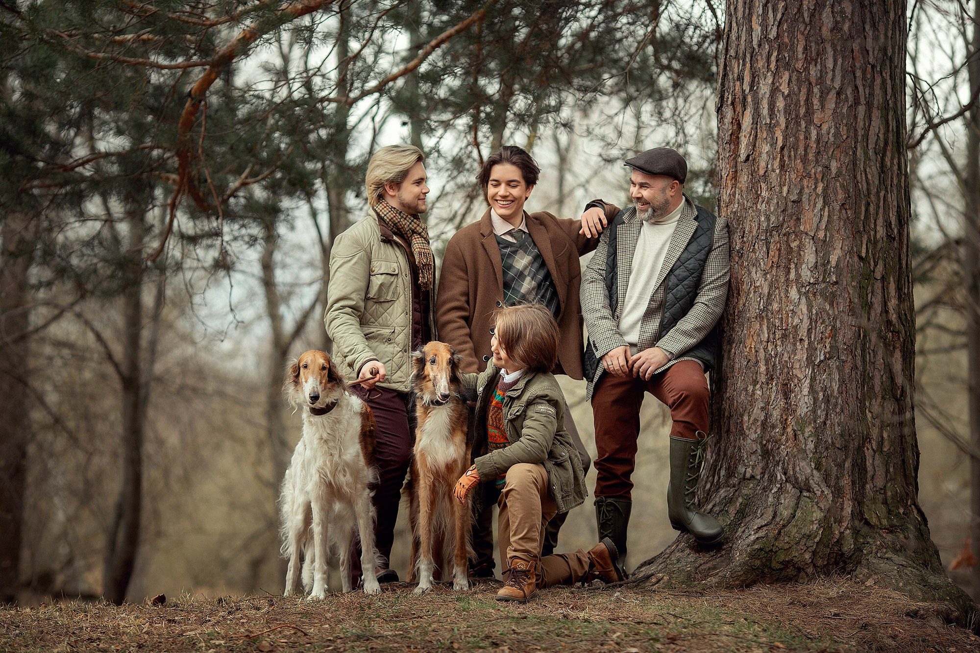 Семейная Фотосессия с русскими борзыми. Семейный фотограф Татьяна Надеждина | Москва, Московская область, Ярославль