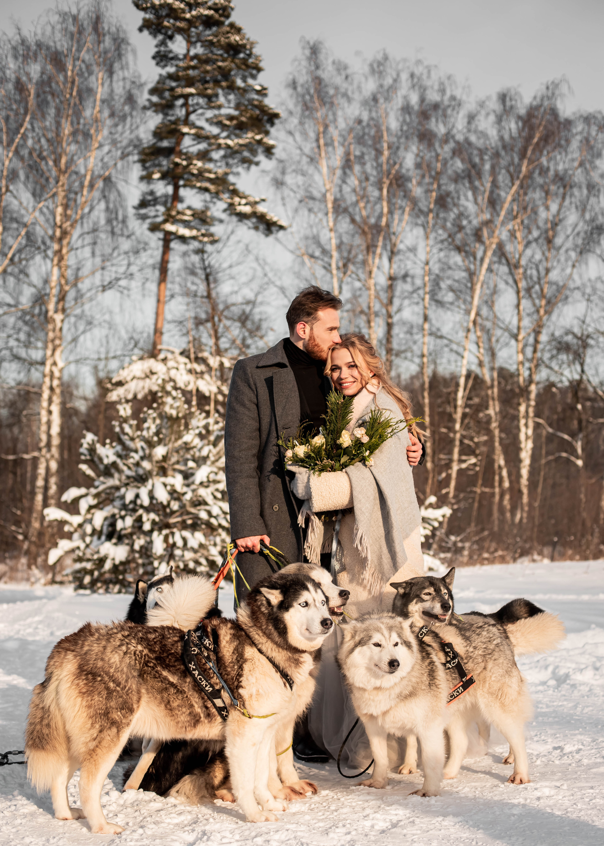 Пара с хаски. Женский свадебный и детский фотограф в Москве Юлия
