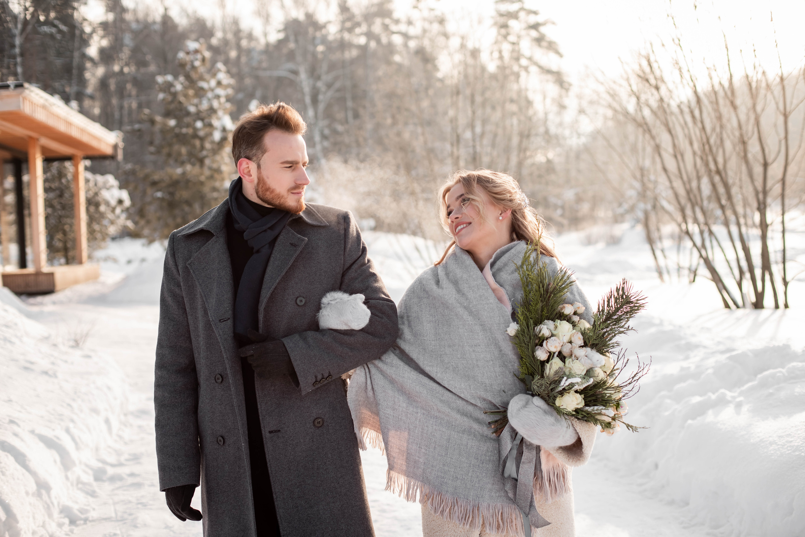 Пара с хаски. Женский свадебный и детский фотограф в Москве Юлия