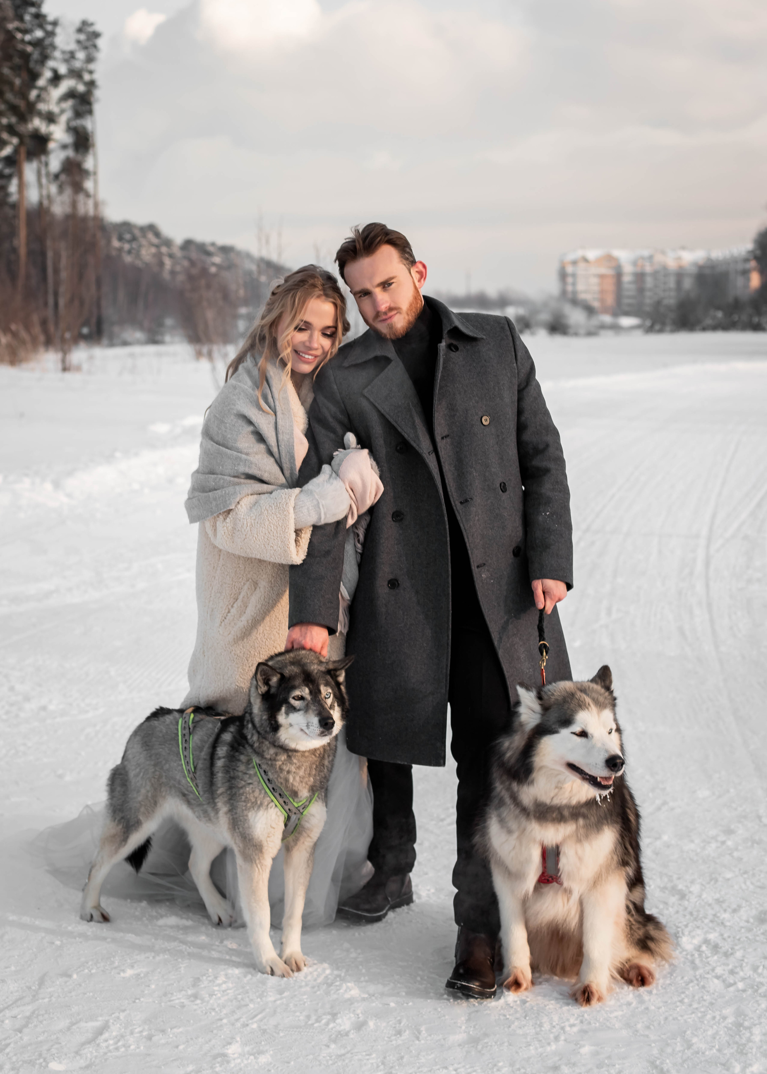 Пара с хаски. Женский свадебный и детский фотограф в Москве Юлия