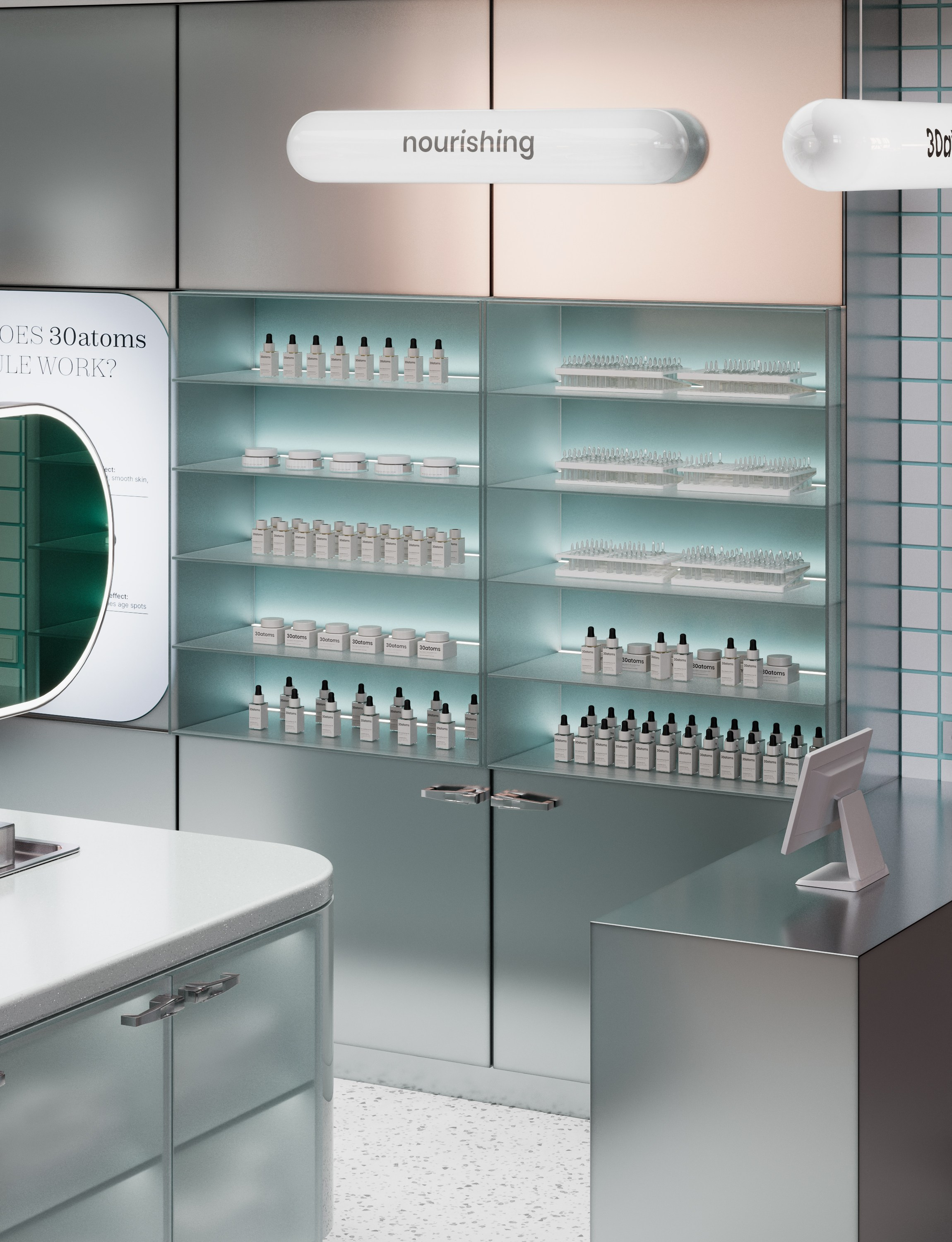 Дизайн-проект pop-up store 30atoms. KSYUSCHENKA — дизайн интерьеров в Москве, Петербурге и по всему миру