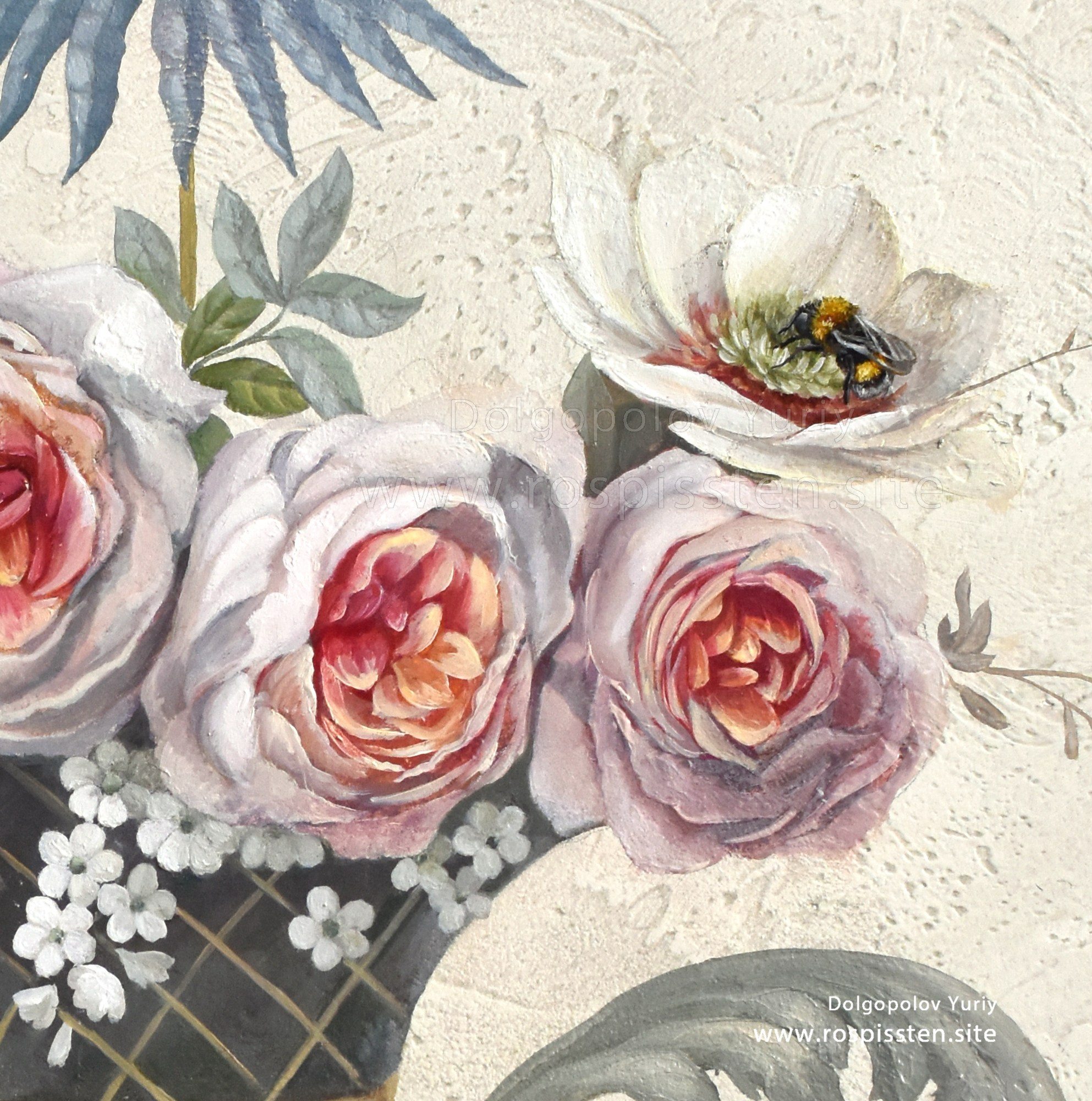 роспись на стене цветы