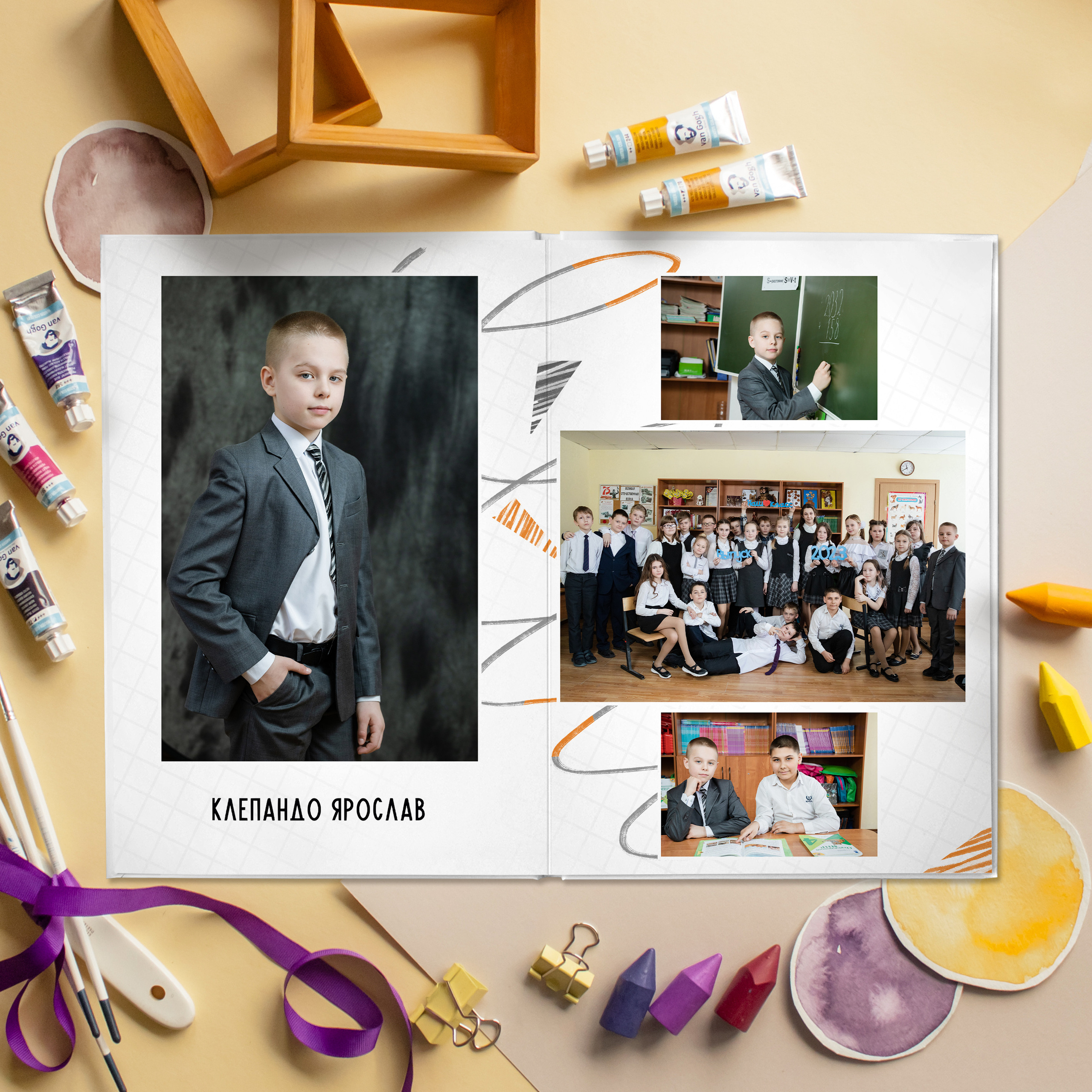 СТАНДАРТ 3 разворота. Выпускные альбомы для детского сада и школы в Москве