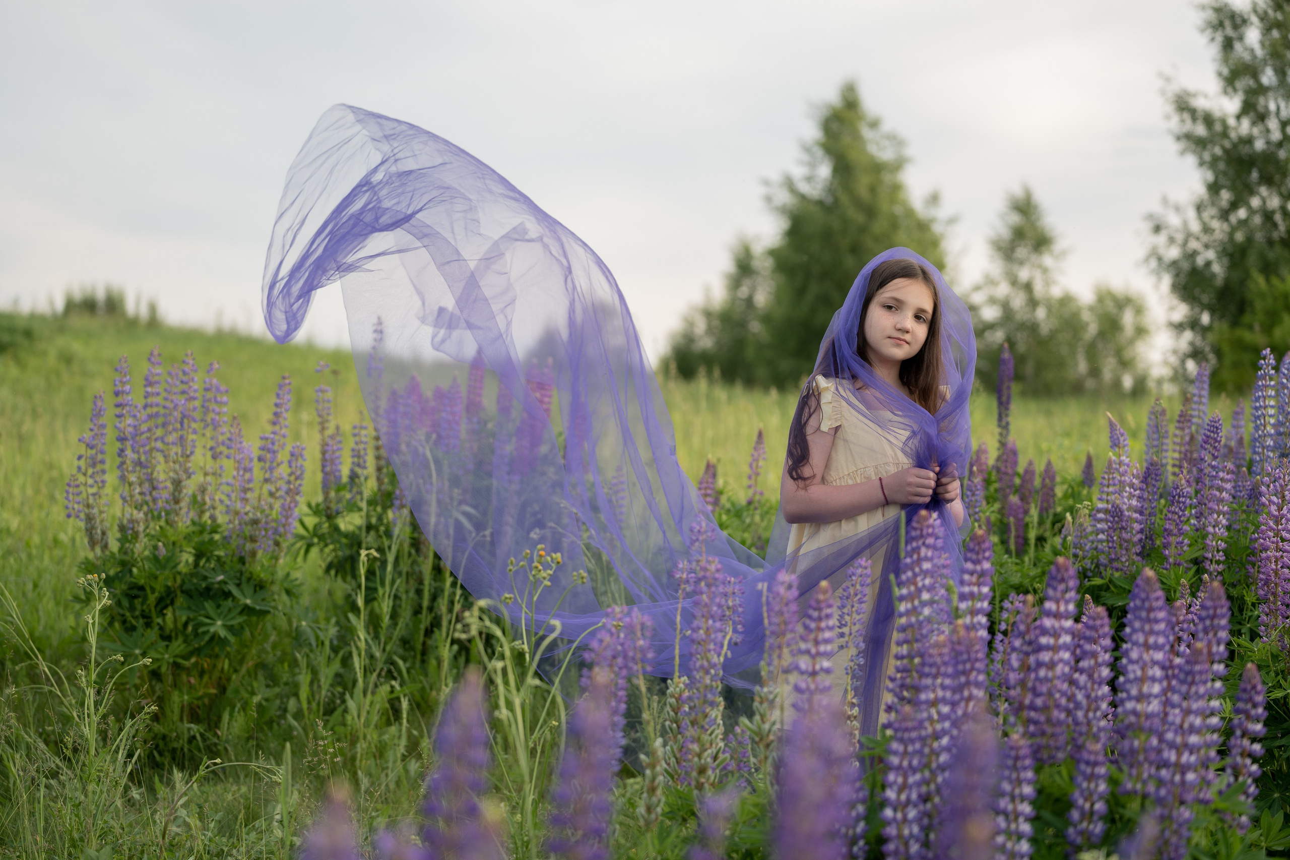 Детская фотосессия в люпинах. Портретный фотограф Олеся Владимирова в Москве