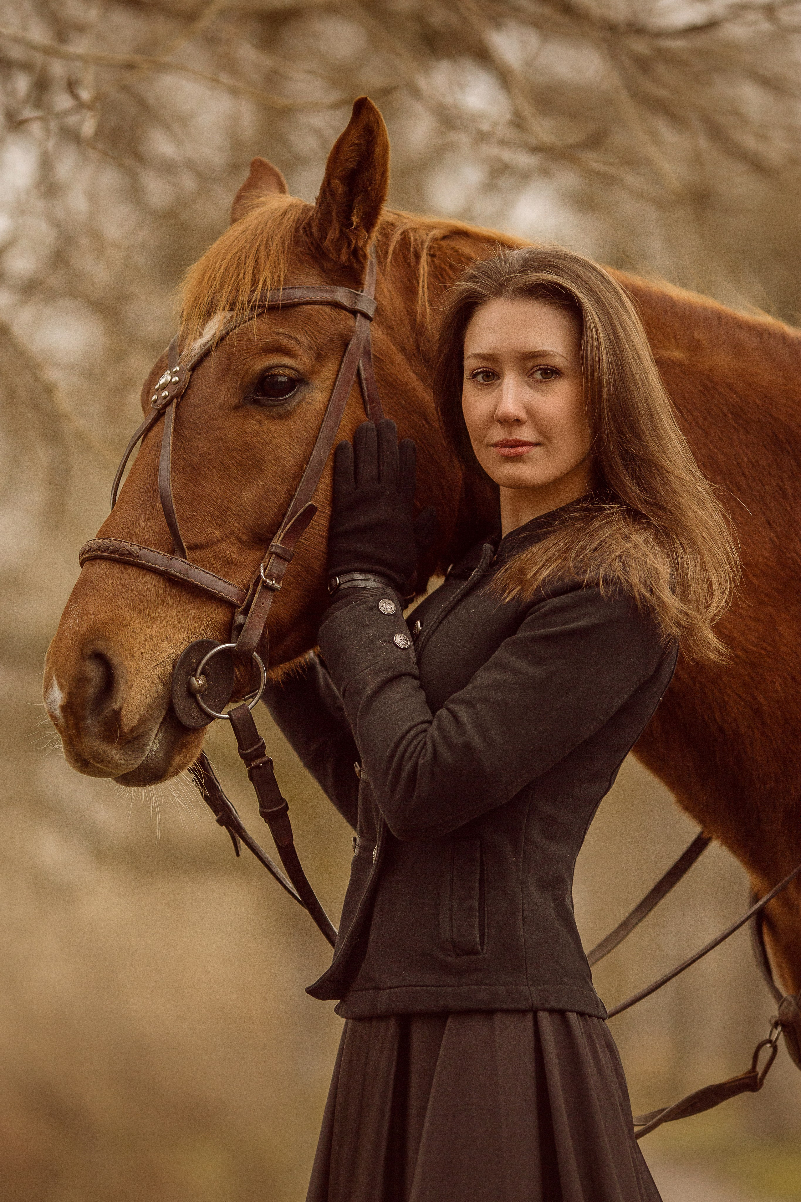 Фотосессия с лошадью поздней осенью