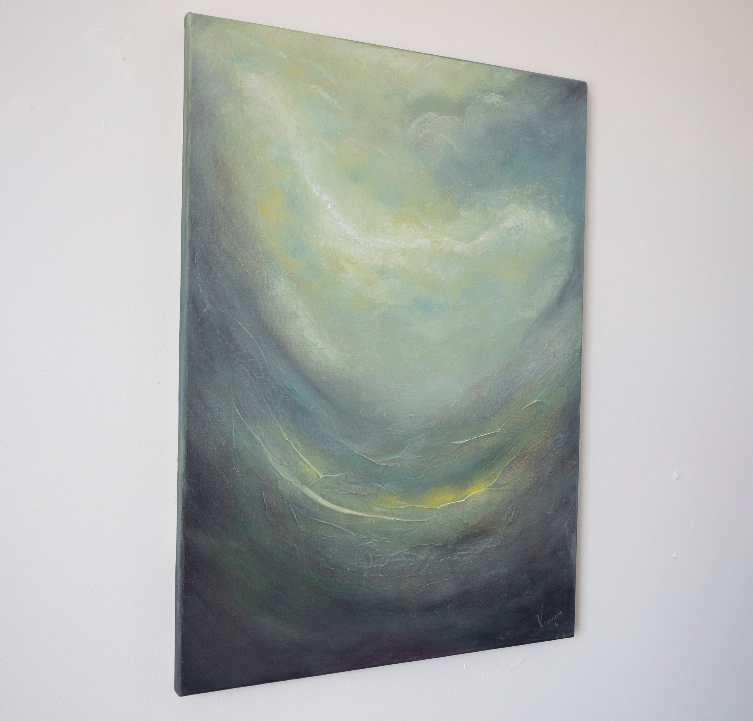 An abstract painting portraying an atmospheric scene. Павел Коршун — современный художник-пленэрист