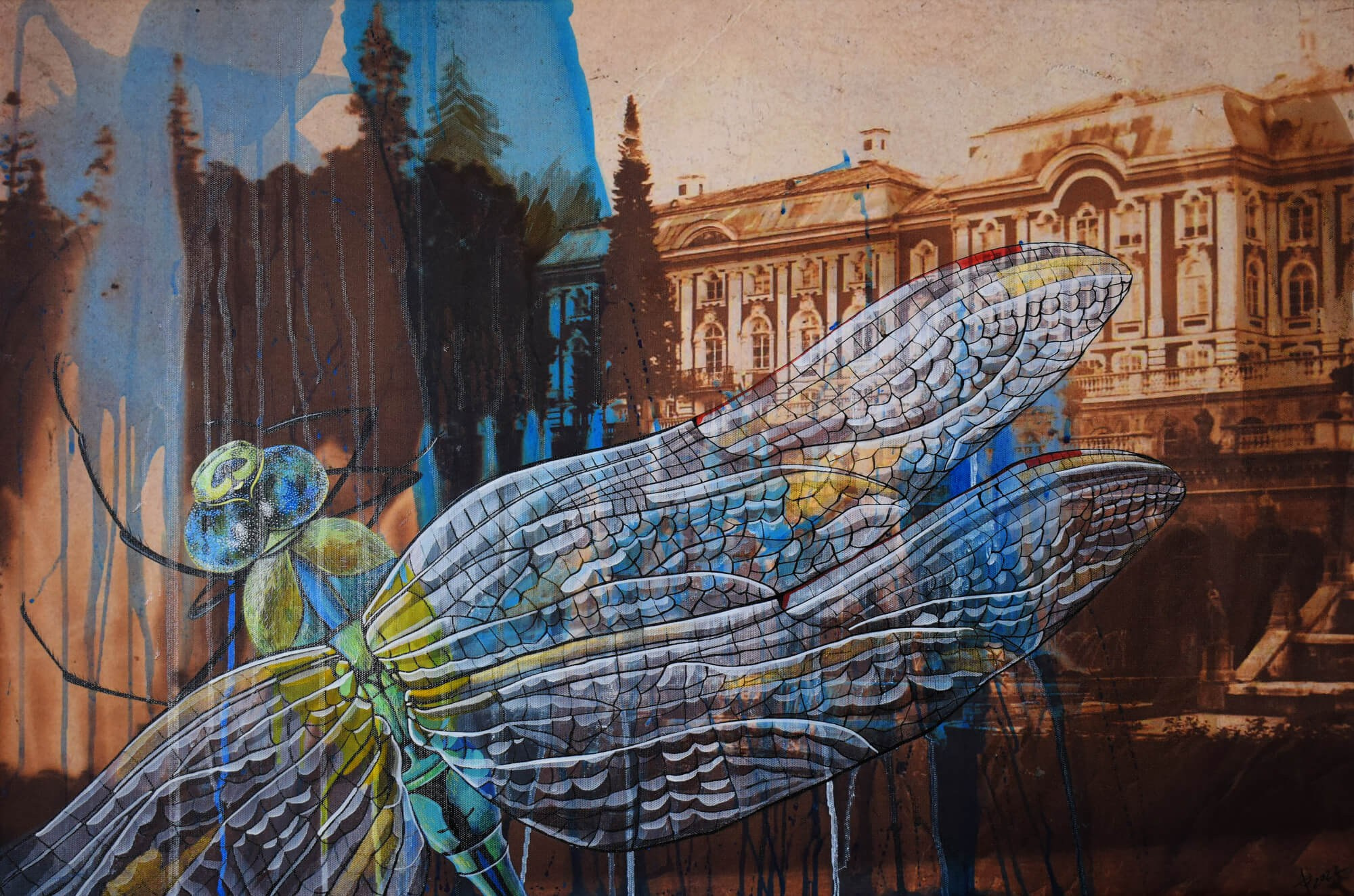 Peterhof, 50/75, mixed media on canvas