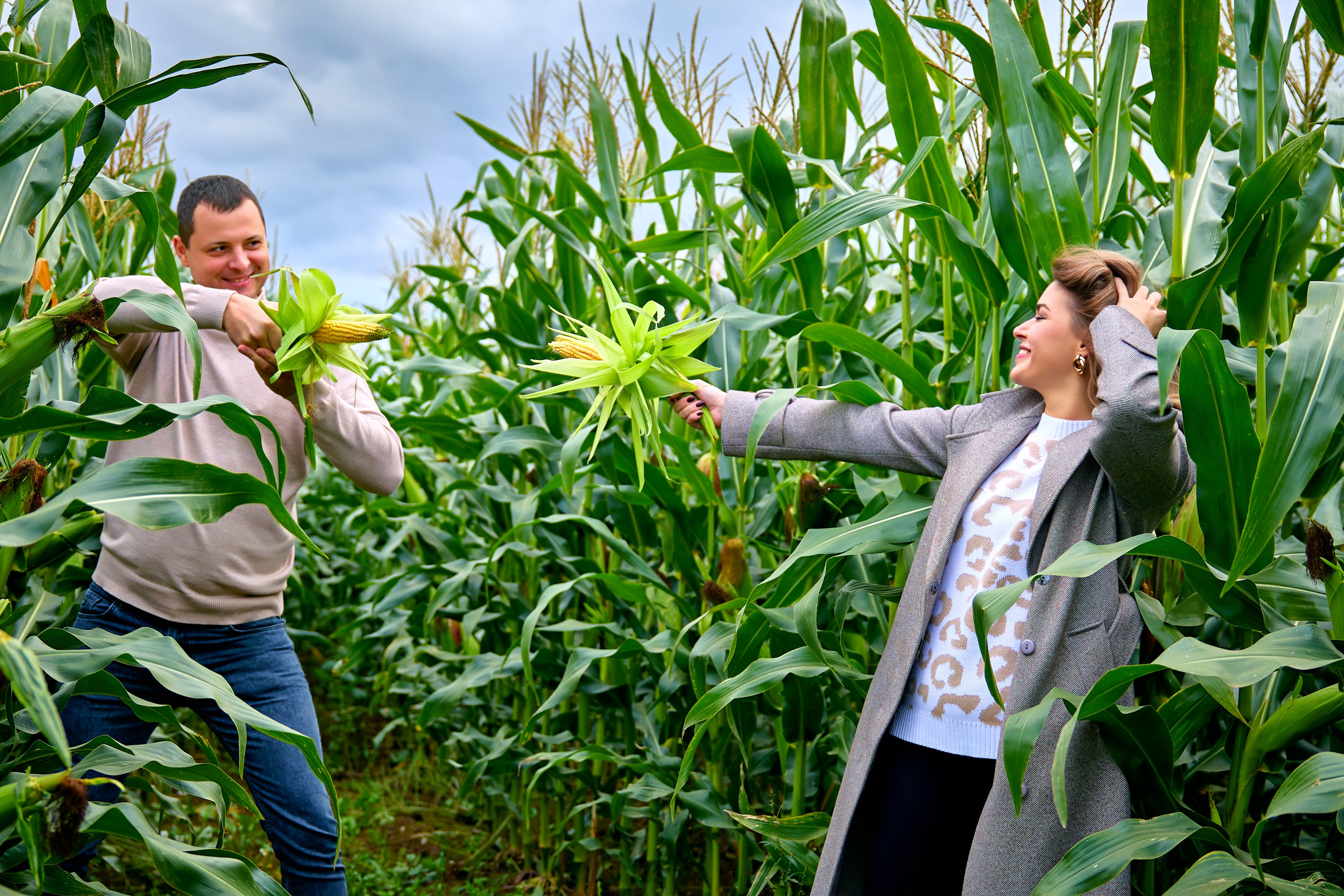 Лавстори. В кукурузе. Ирина и Роман. Фотограф Люся Воробьева