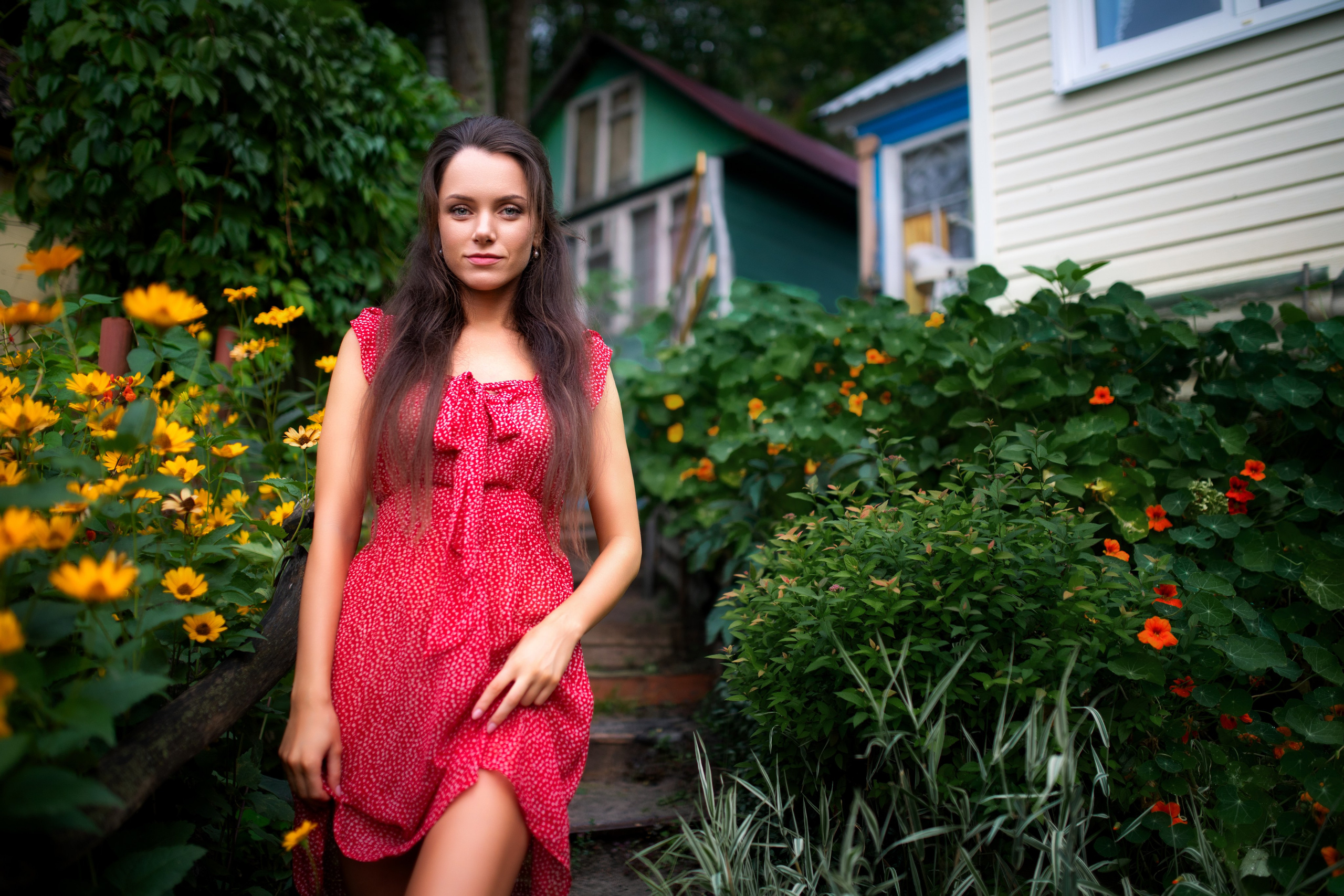 Съемка с Екатериной на рассвете на берегу реки