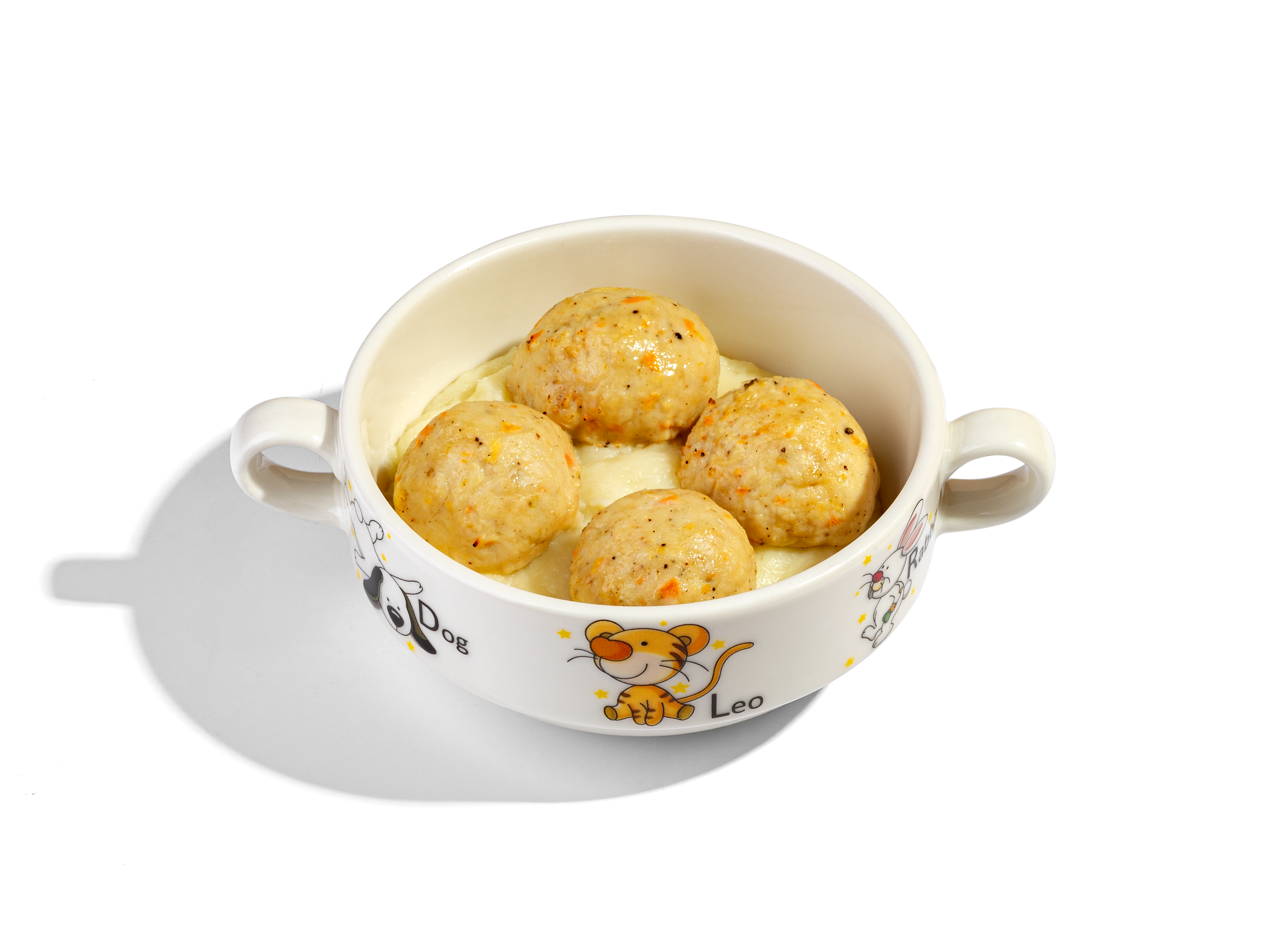 КУРИНЫЕ ФРИКАДЕЛЬКИ С КАРТОФЕЛЬНЫМ ПЮРЕ — 550Р.  Запеченые куриные фрикадельки с картофельным пюре 