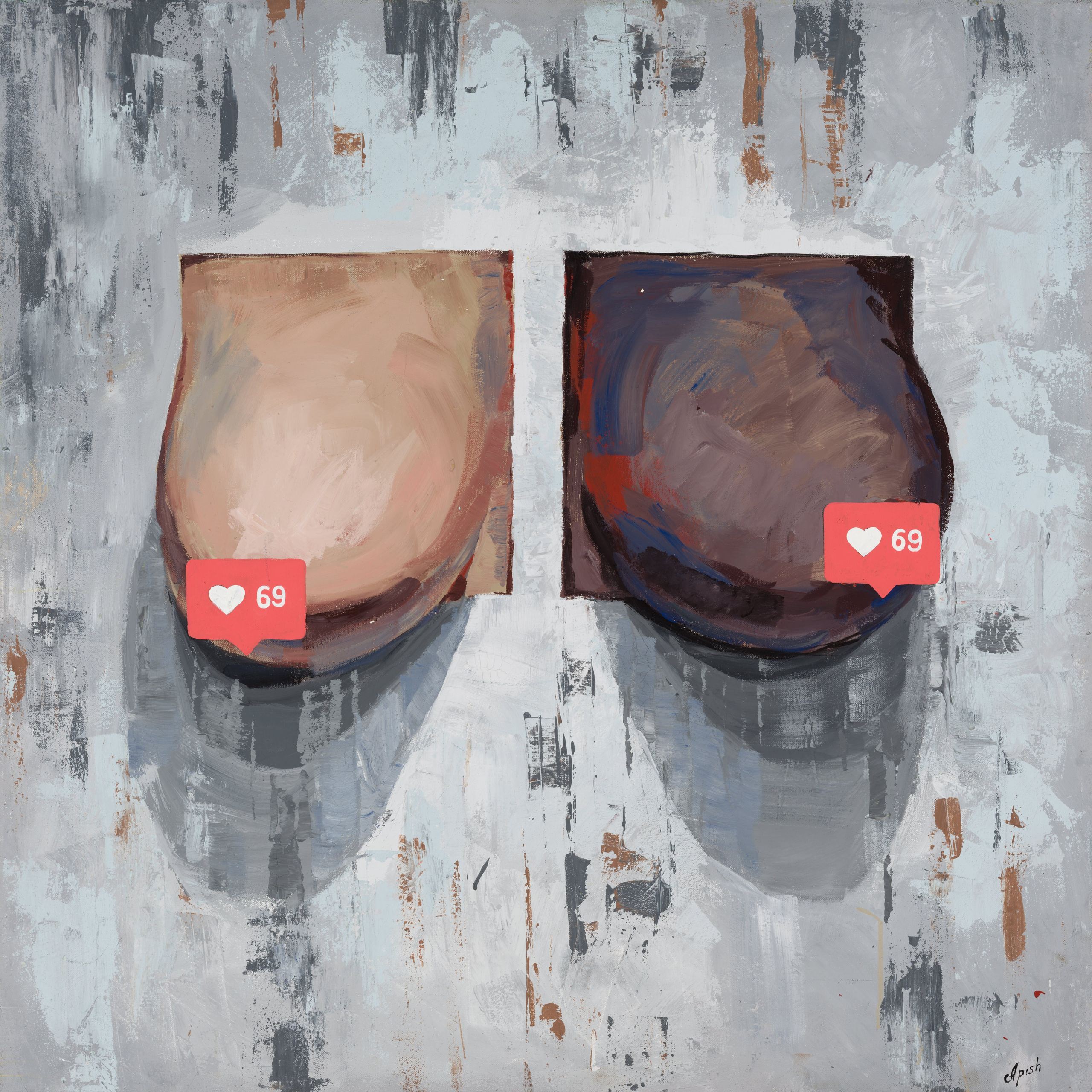 «Толерантность. Сиськи в квадрате» - художник Алексей Апиш (холст, акрил, 100x100 см, 2020)&nbsp;