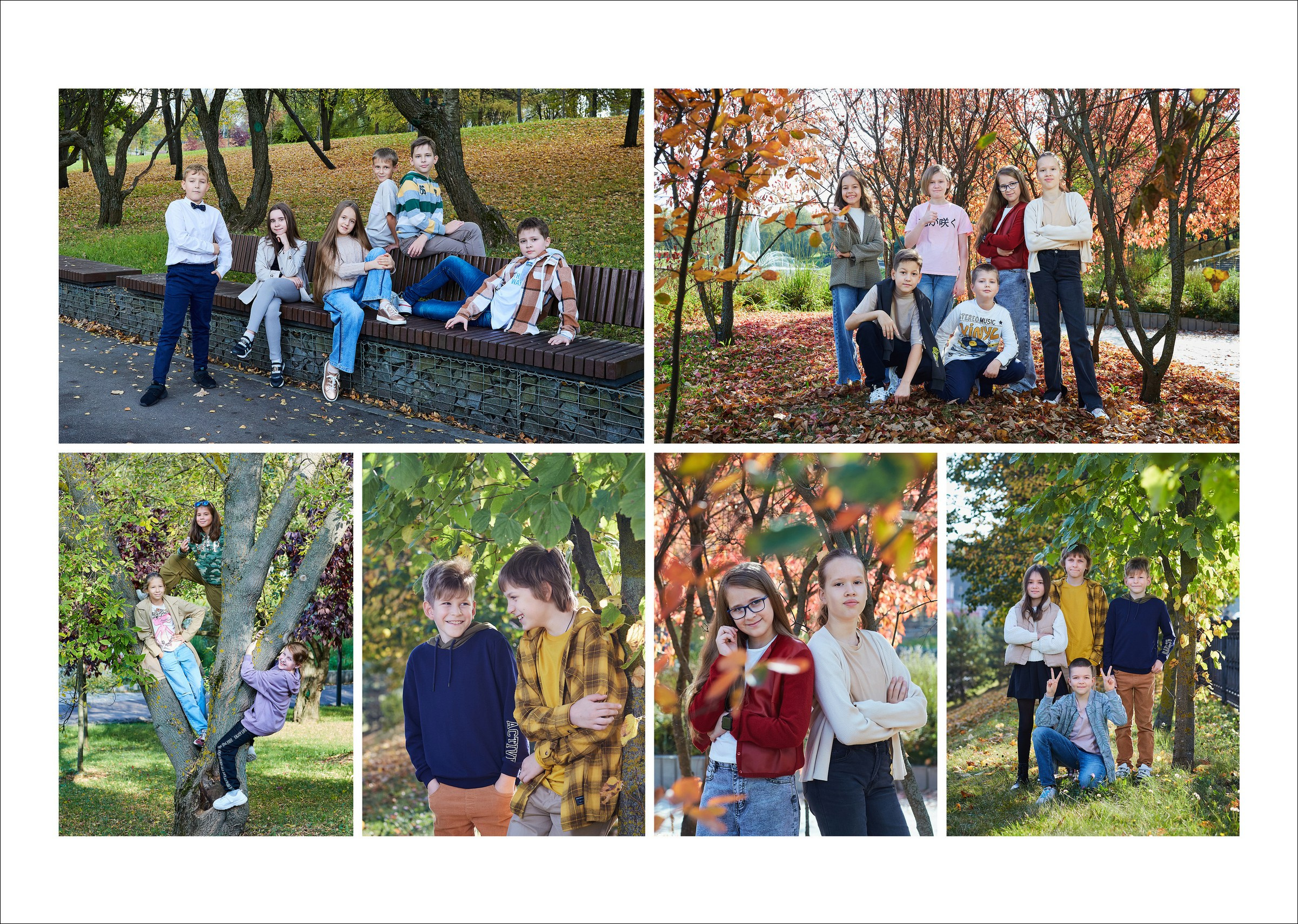 Выпускной альбом для 4 класса с осенней съемкой на улице. Школьный фотограф Сергей Беликов