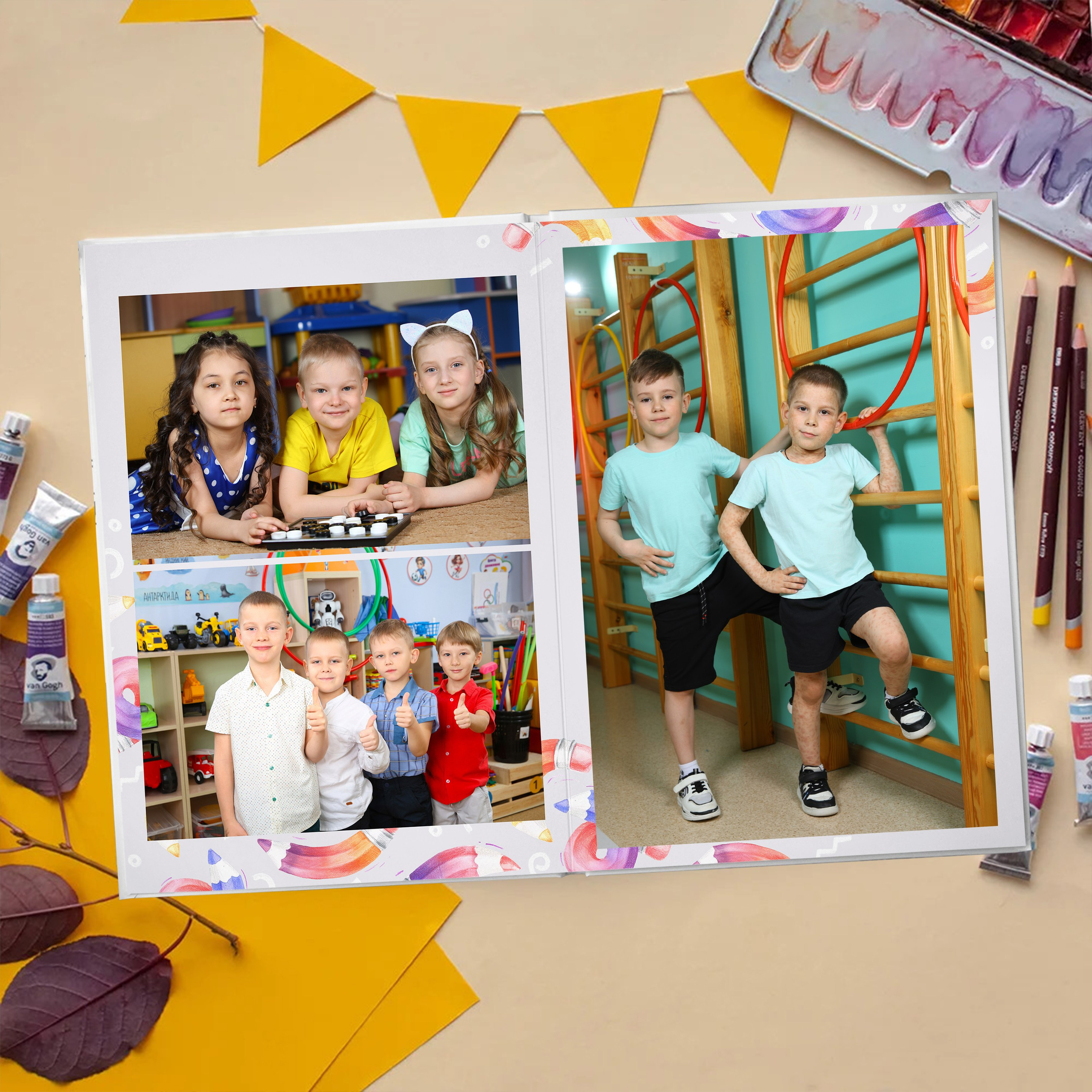 Дизайн "Цветные карандаши" — универсальные выпускные альбомы в Красноярске от AlbomKras 🖍️📚. AlbomKras -выпускные альбомы Красноярска с авторским дизайном и качественной фотосъемкой! ⭐⭐⭐⭐⭐ 5.0