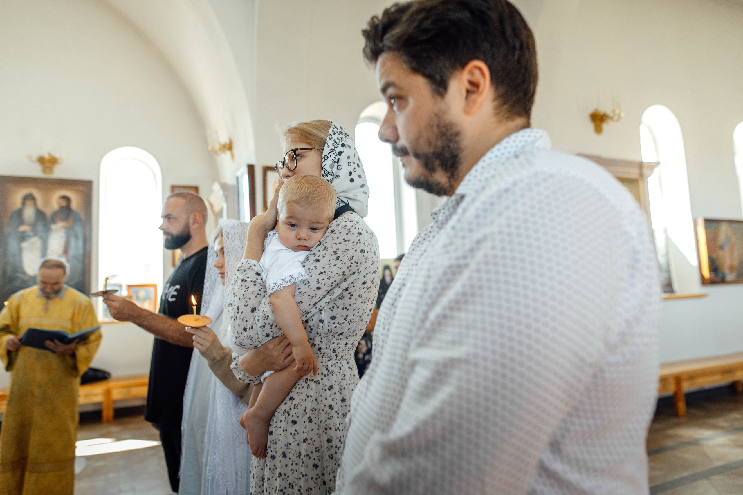 Крещение Энвера (Михаила), д. Колядищи, храм Успения Пр. Богородицы, август 2025