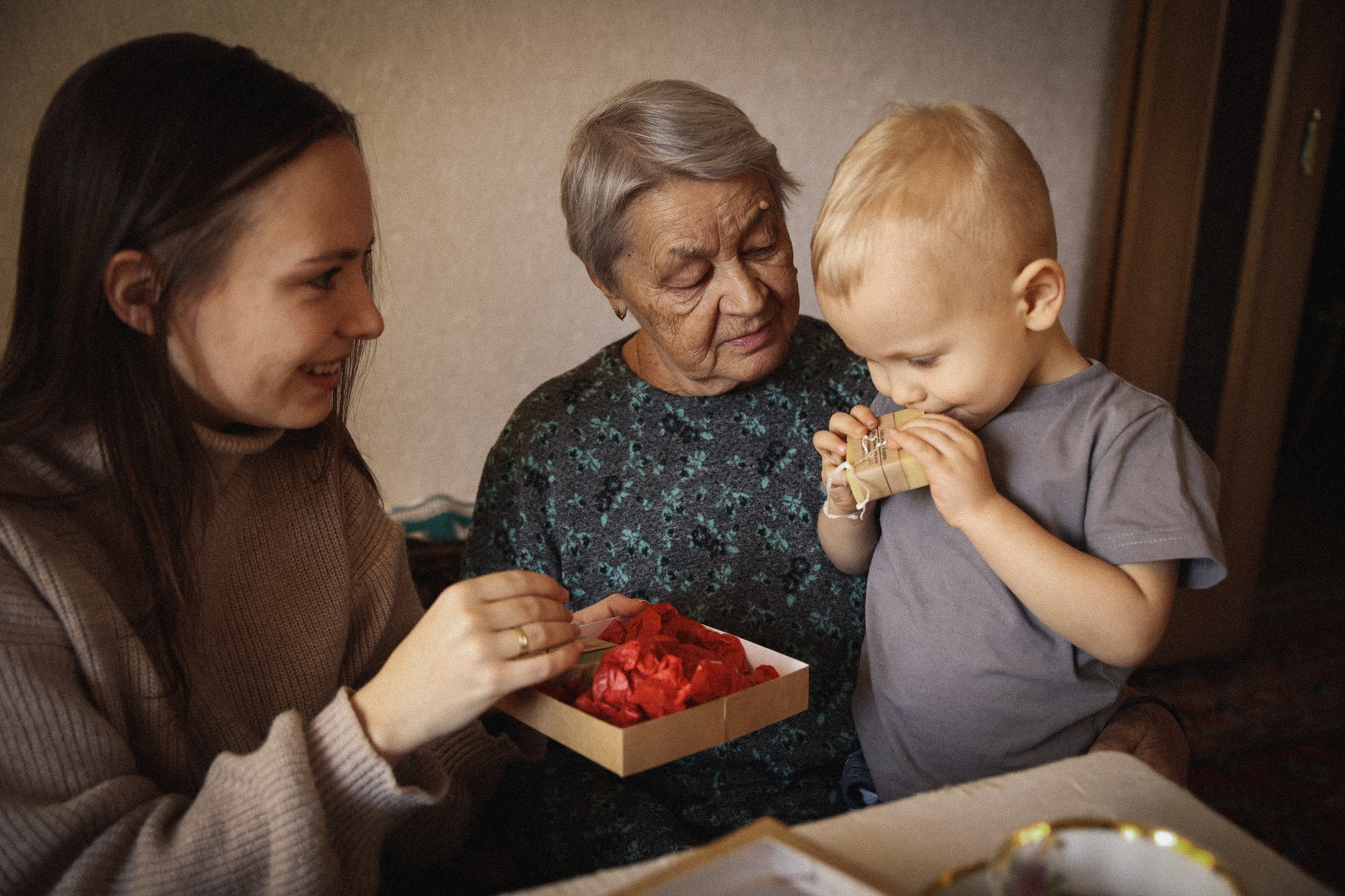 Семейная фотосессия домашняя фотосессия бабушка в гостях у бабушки. Фотограф Владимир Москва