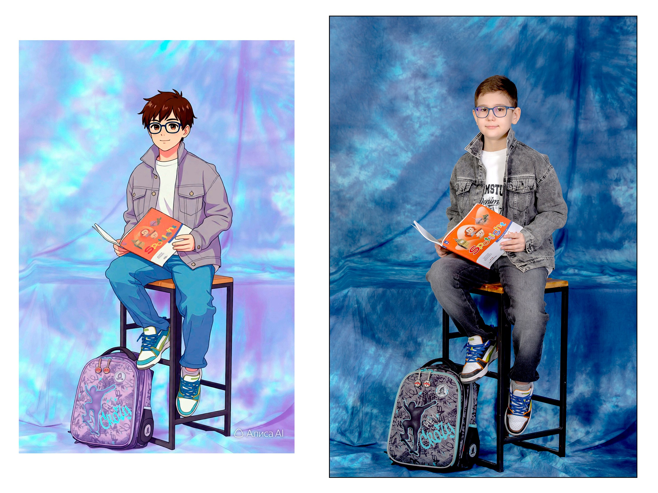 4А в СТУДИИ + АНИМЕ от ИИ Алиса. Семейный фотограф в Новороссийске Игорь Белослюдцев