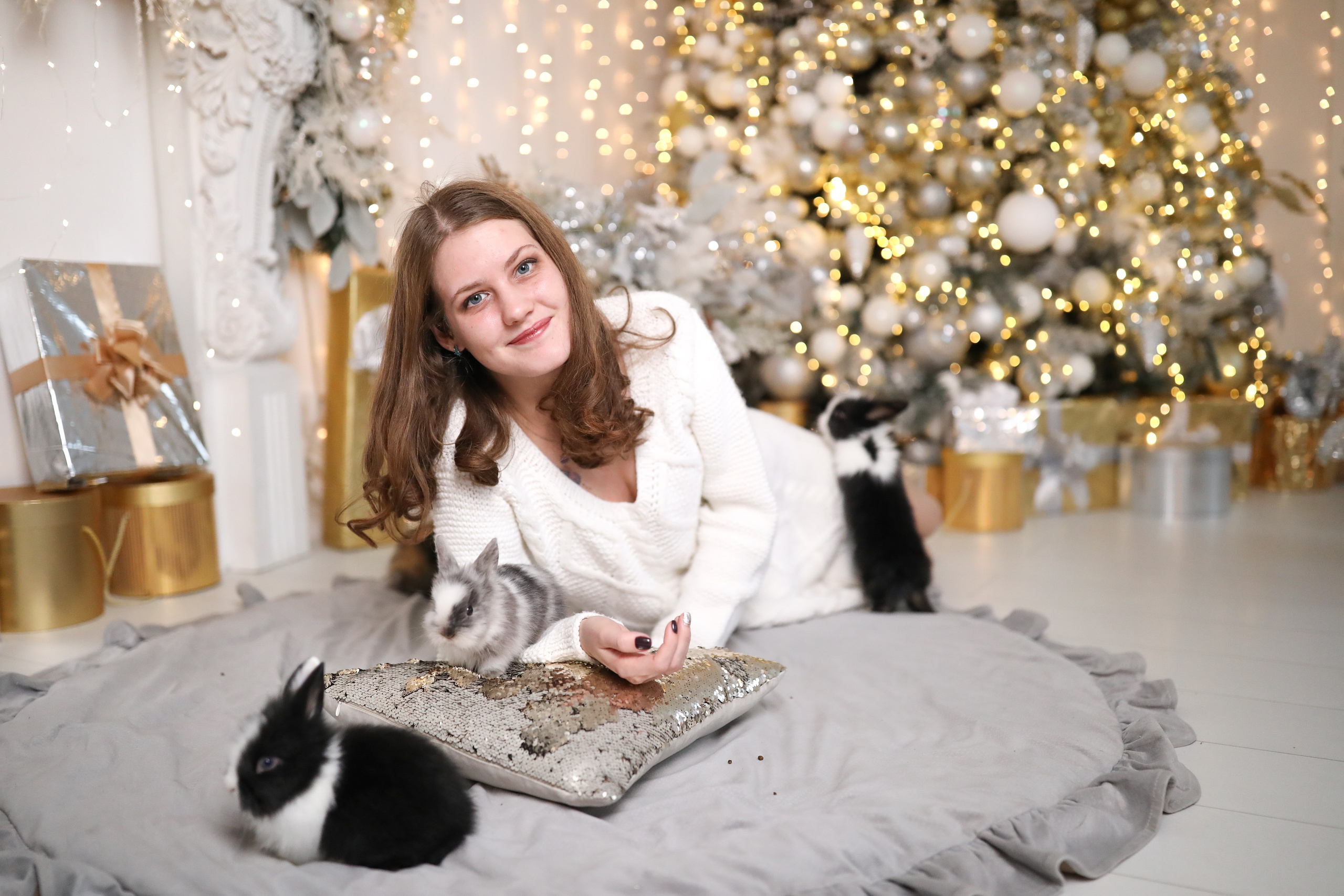 Анна с кроликами. Семейный и детский фотограф в Москве Хамидулина Анна