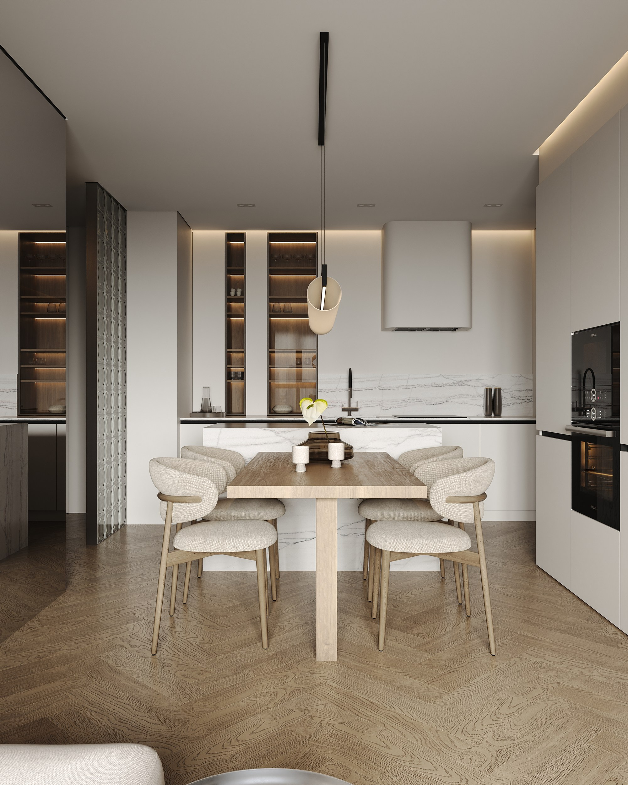 Кухня-гостиная ЖК «Парк столиц». 3D визуализация интерьера Надежда Соколова