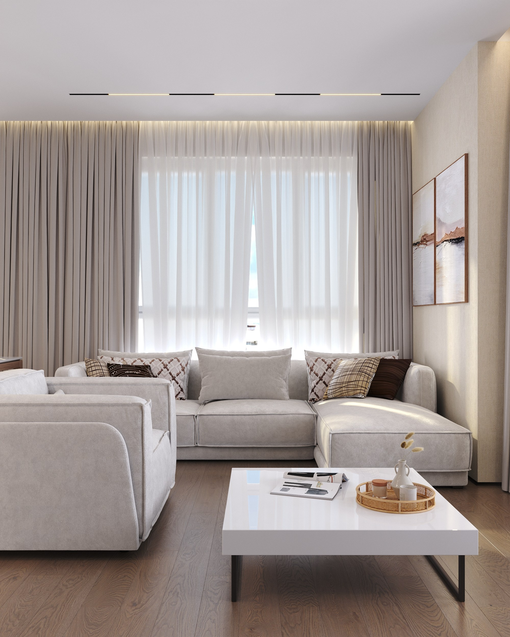 Serenity in Light & Beige. 3D Визуализация