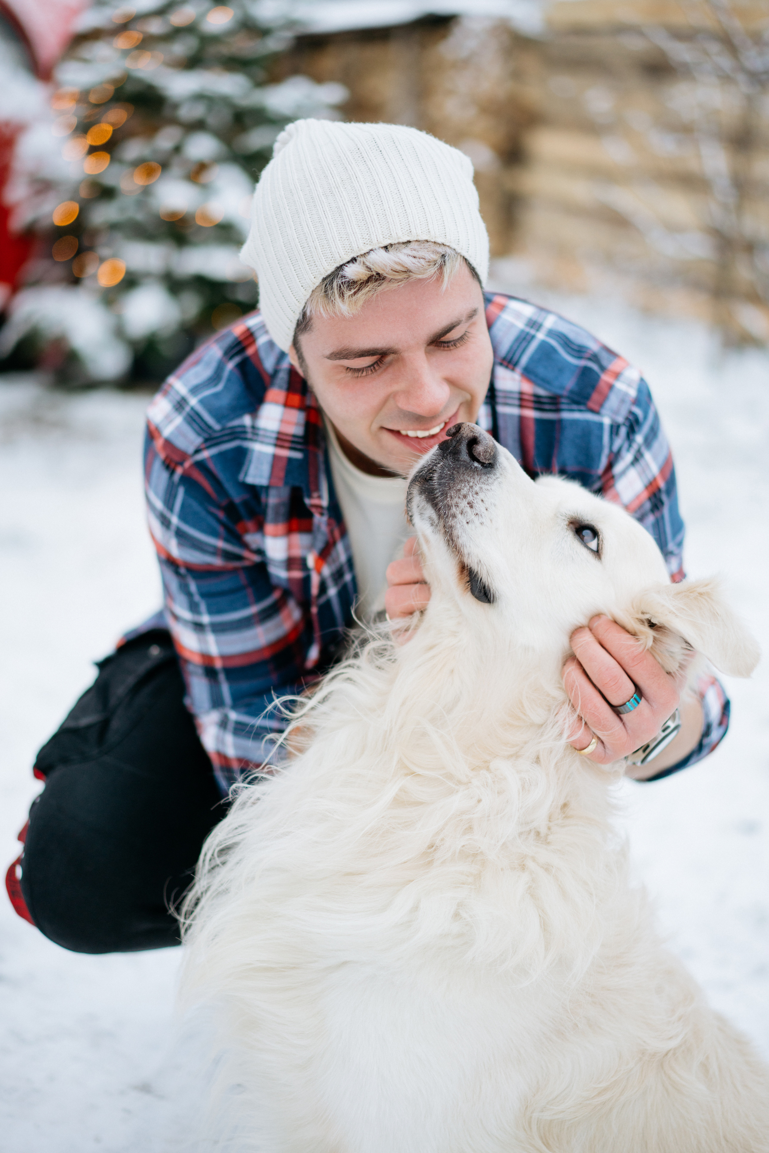 Красивая новогодняя фотосессия с машиной елкой и собакой. Свадебный и семейный фотограф в Калининграде Анастасия Гриценко