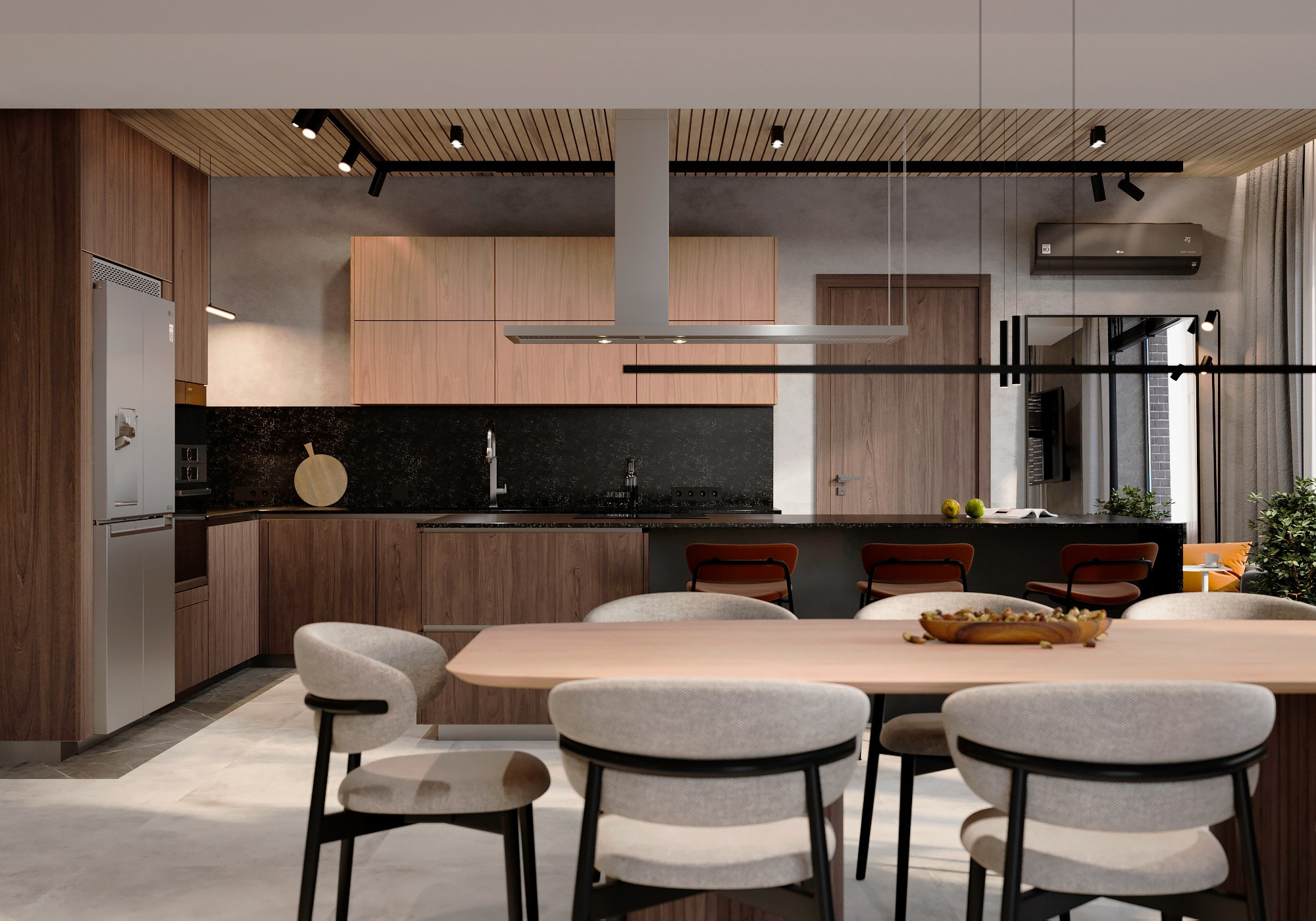 Кухня-столовая и холл (1 этаж). 3D-дизайнер Кристина Пуляевская