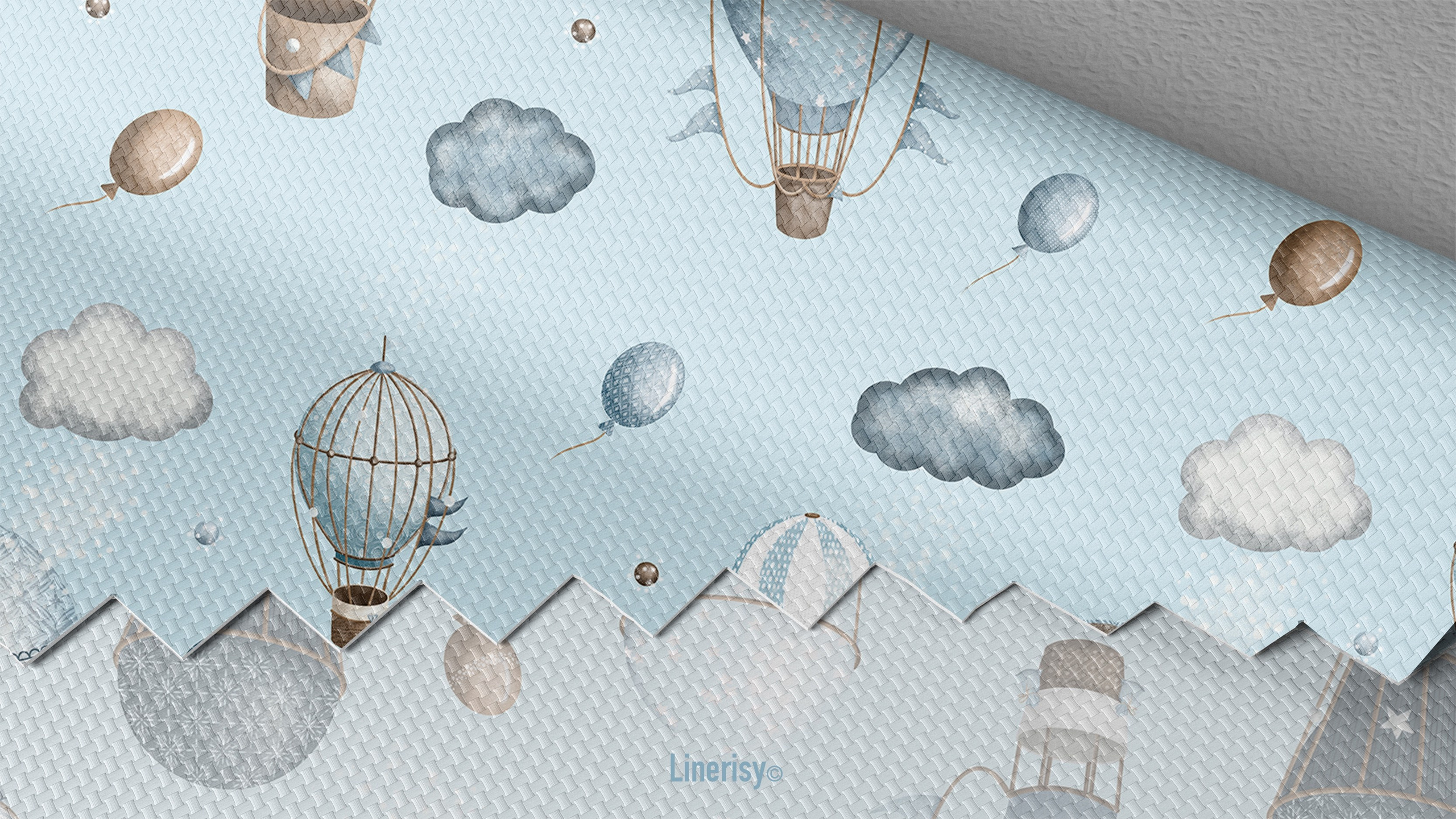 Коллекция «Зайка на воздушном шаре» — графические иллюстрации, композиции и бесшовные паттерны. Художник-иллюстратор Евгения Бекренёва