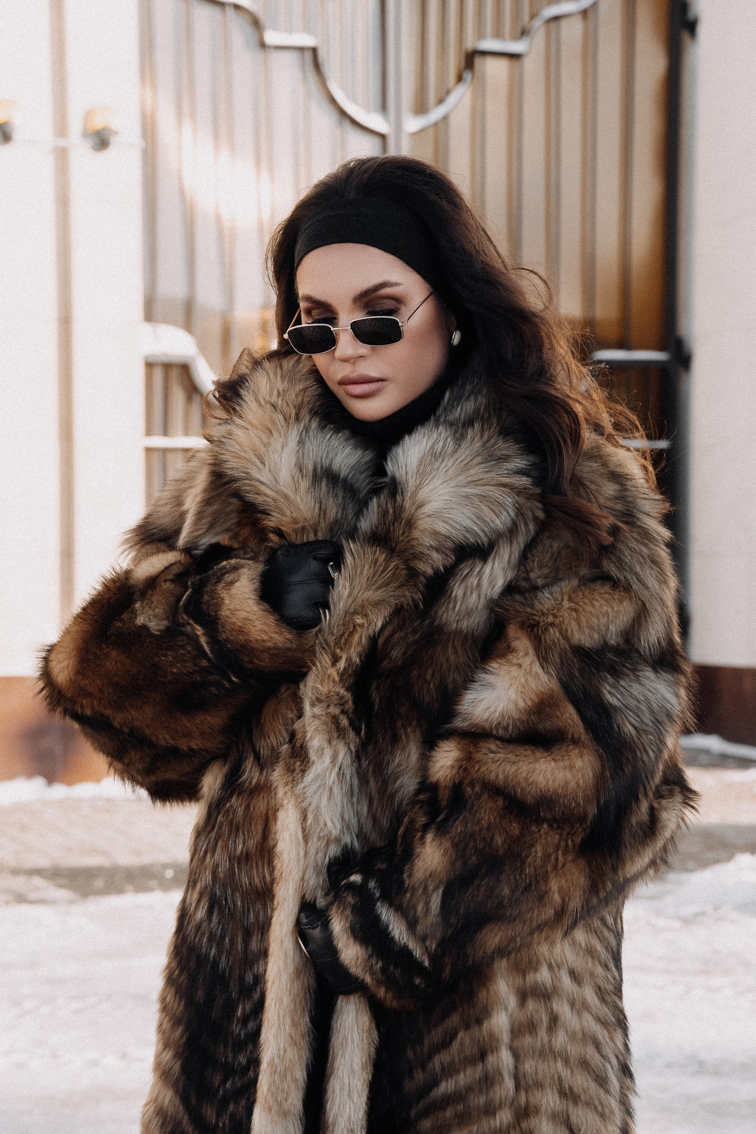 стильная фотосессия зимой на улице