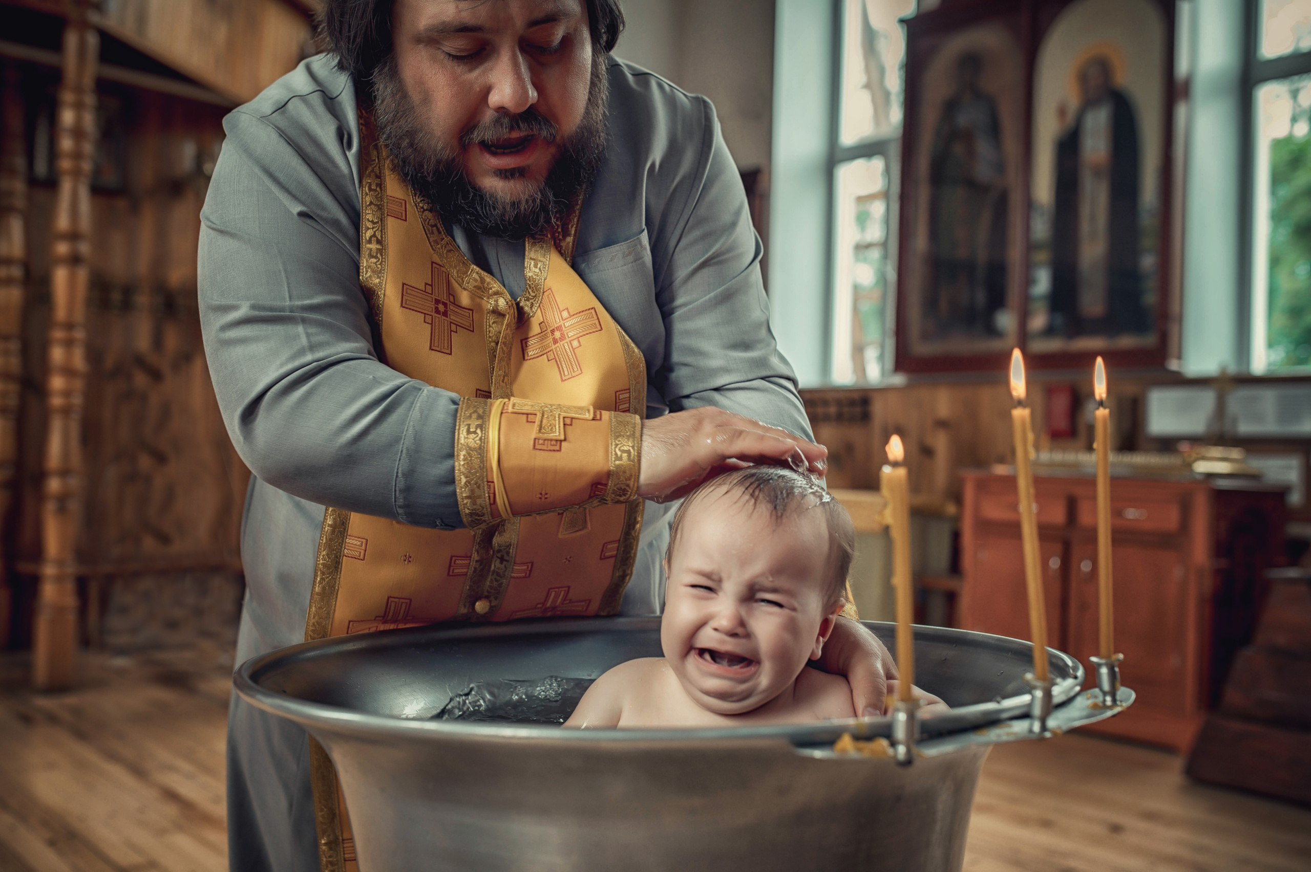 Таинство Крещения Киры. Храм Николая Чудотворца г. Краснослободск. Церковный, семейный и репортажный фотограф Волгоград, Волжский