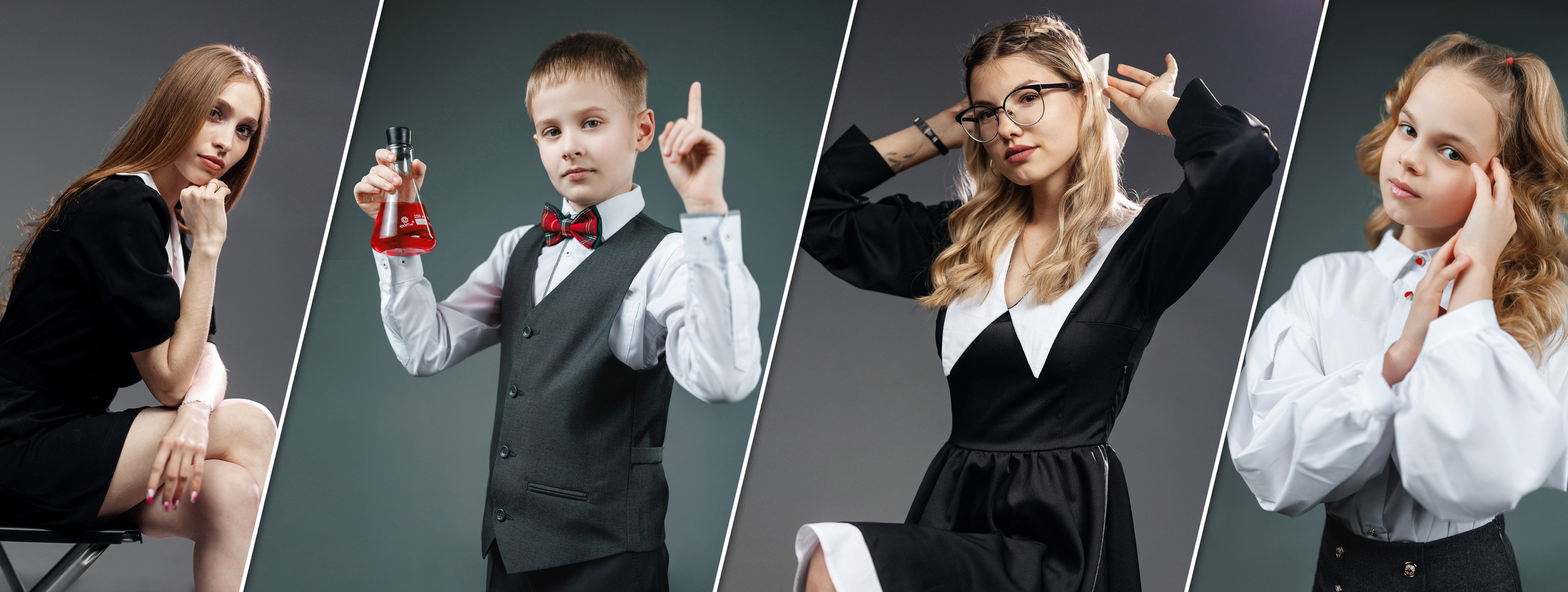 Портрет в серой фотозоне. Правильный Выпускной Альбом