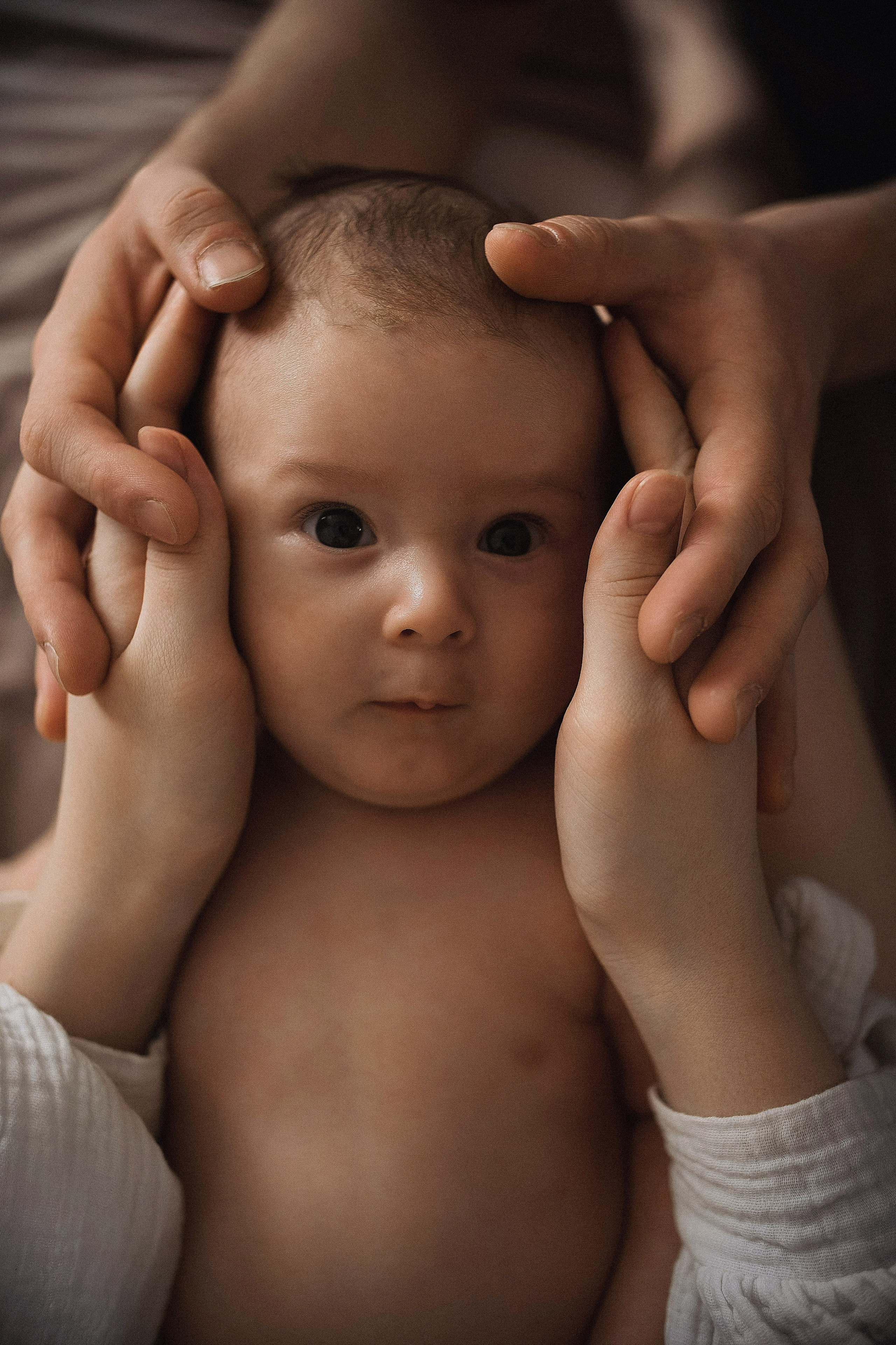 Первая домашняя фотосессия малыша 3 месяца. Портретный фотограф в Москве Ольга Акушко