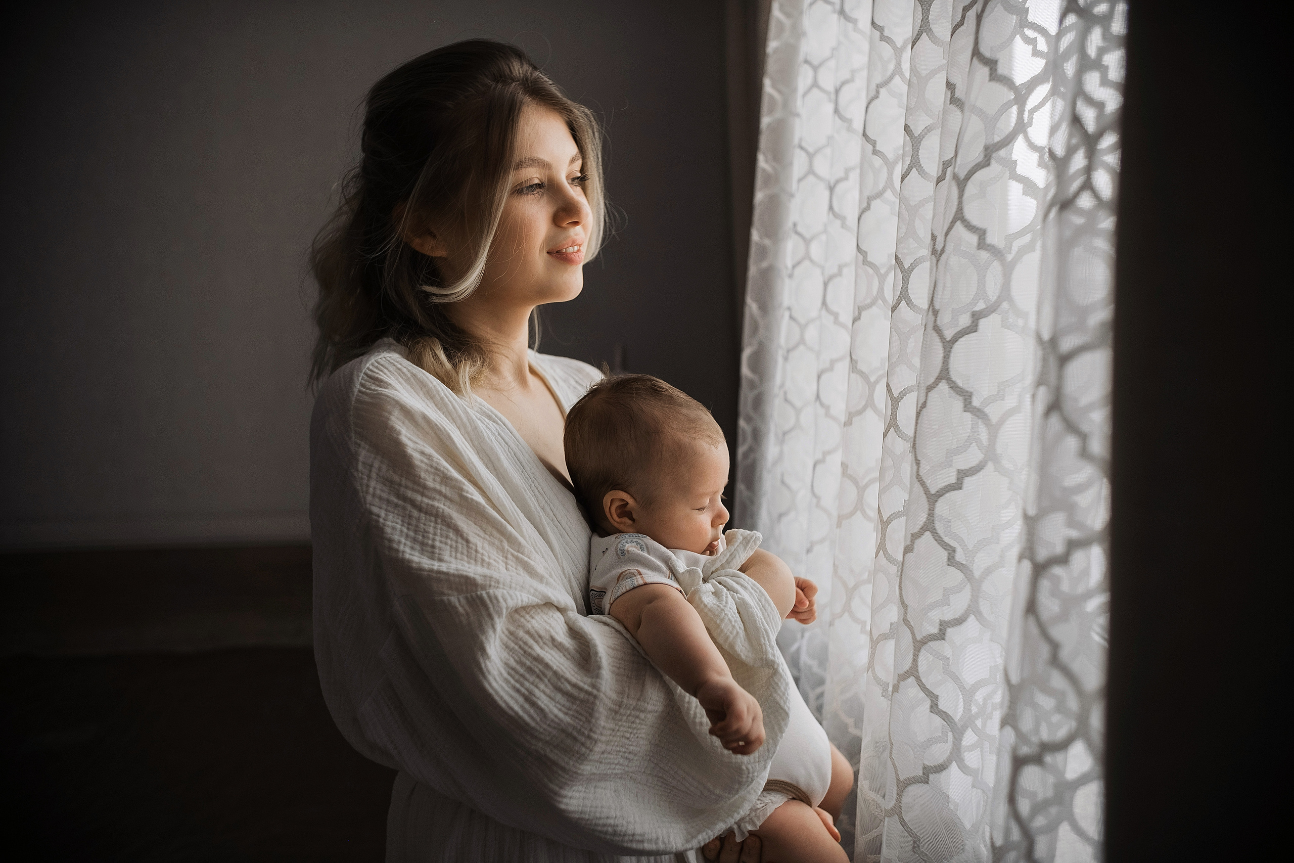 Первая домашняя фотосессия малыша 3 месяца. Портретный фотограф в Москве Ольга Акушко