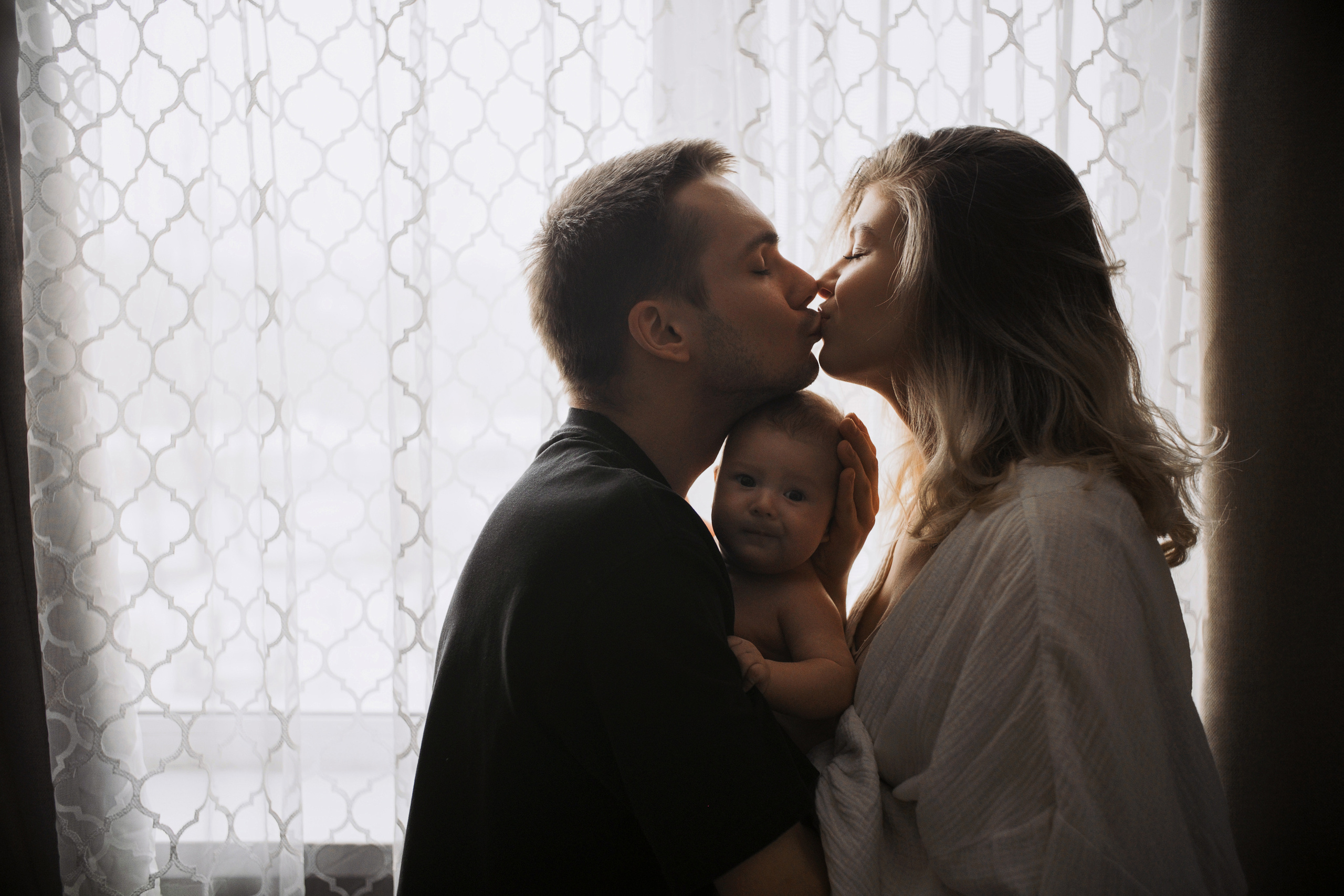 Первая домашняя фотосессия малыша 3 месяца. Портретный фотограф в Москве Ольга Акушко