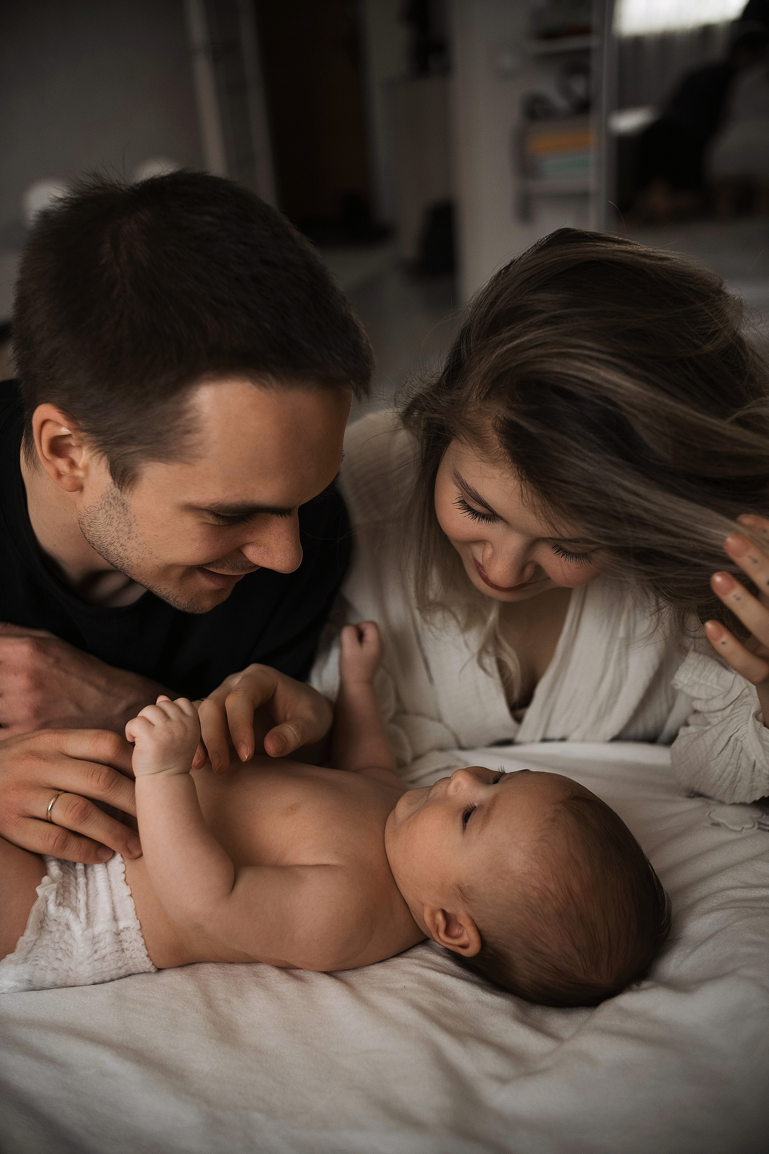 Первая домашняя фотосессия малыша 3 месяца. Портретный фотограф в Москве Ольга Акушко