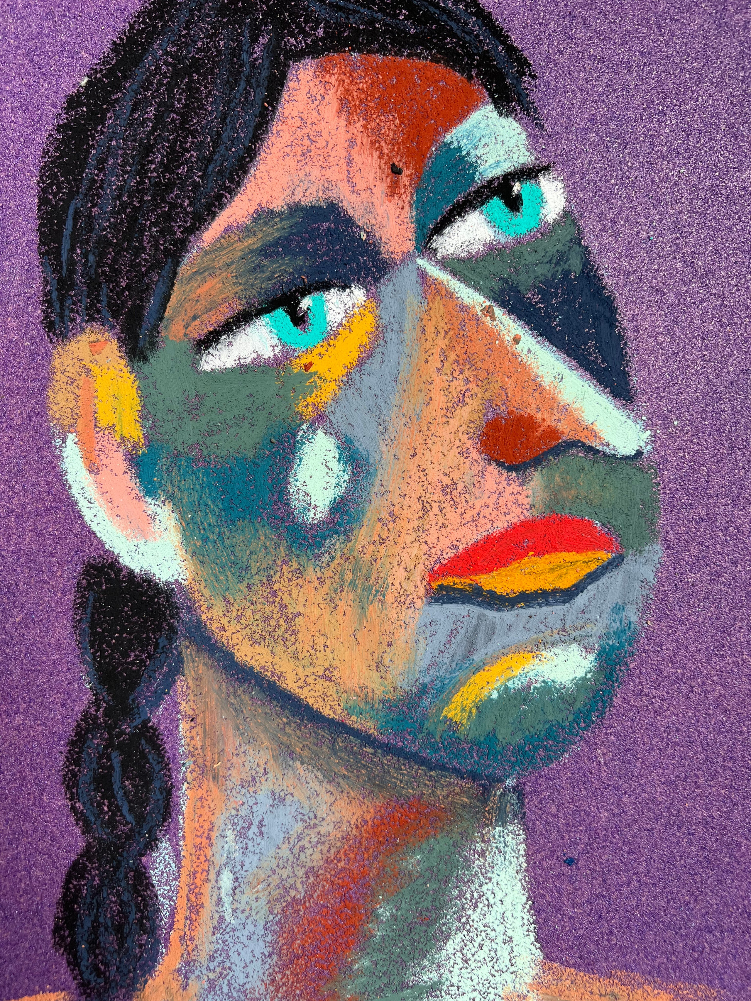 Lady Medium: Oil pastel, sandpaper Size: 28 x 23 cm