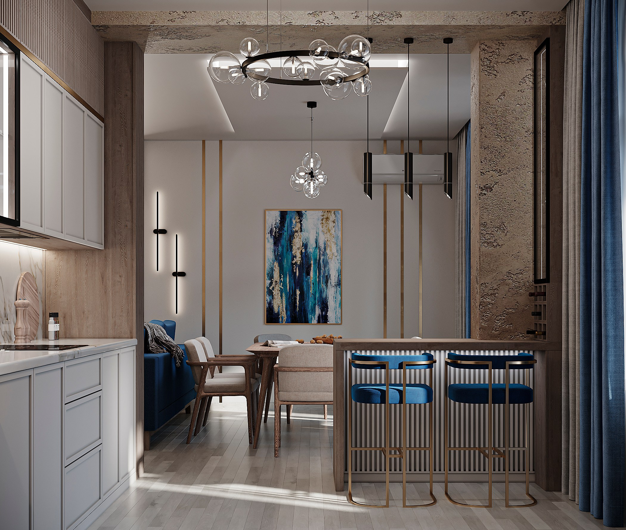 Синий акцент в интерьере 💙